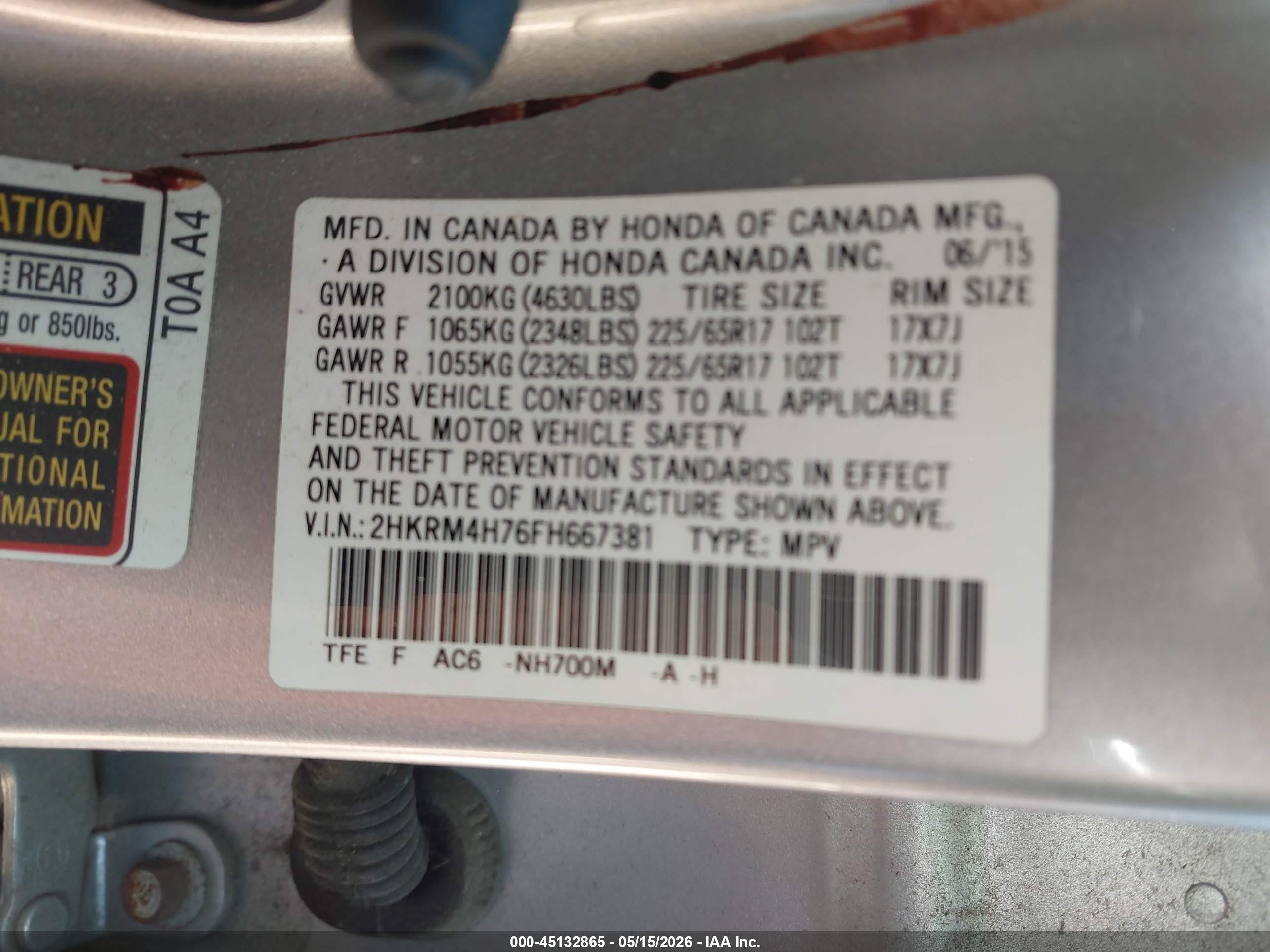 2015 Honda Cr-v Ex-l Серебряный vin: 2HKRM4H76FH667381