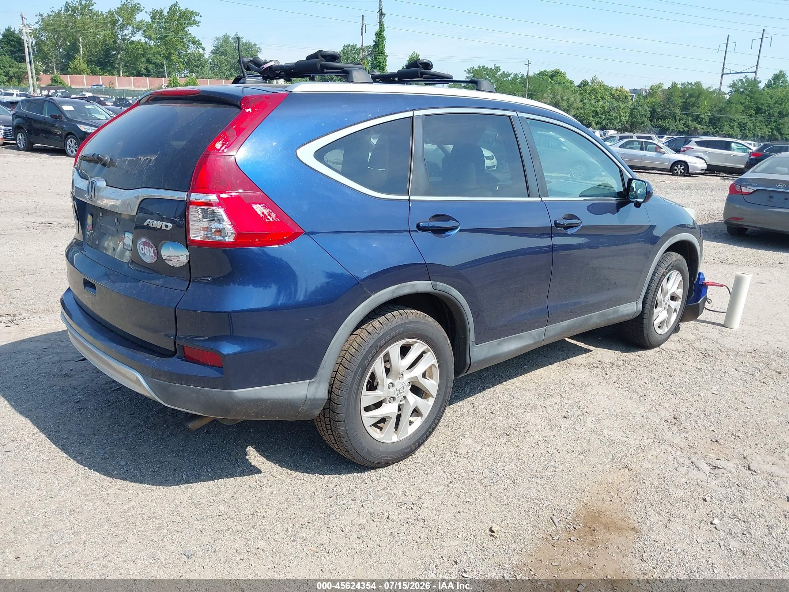2015 Honda Cr-v Ex-l Blue vin: 2HKRM4H76FH701173