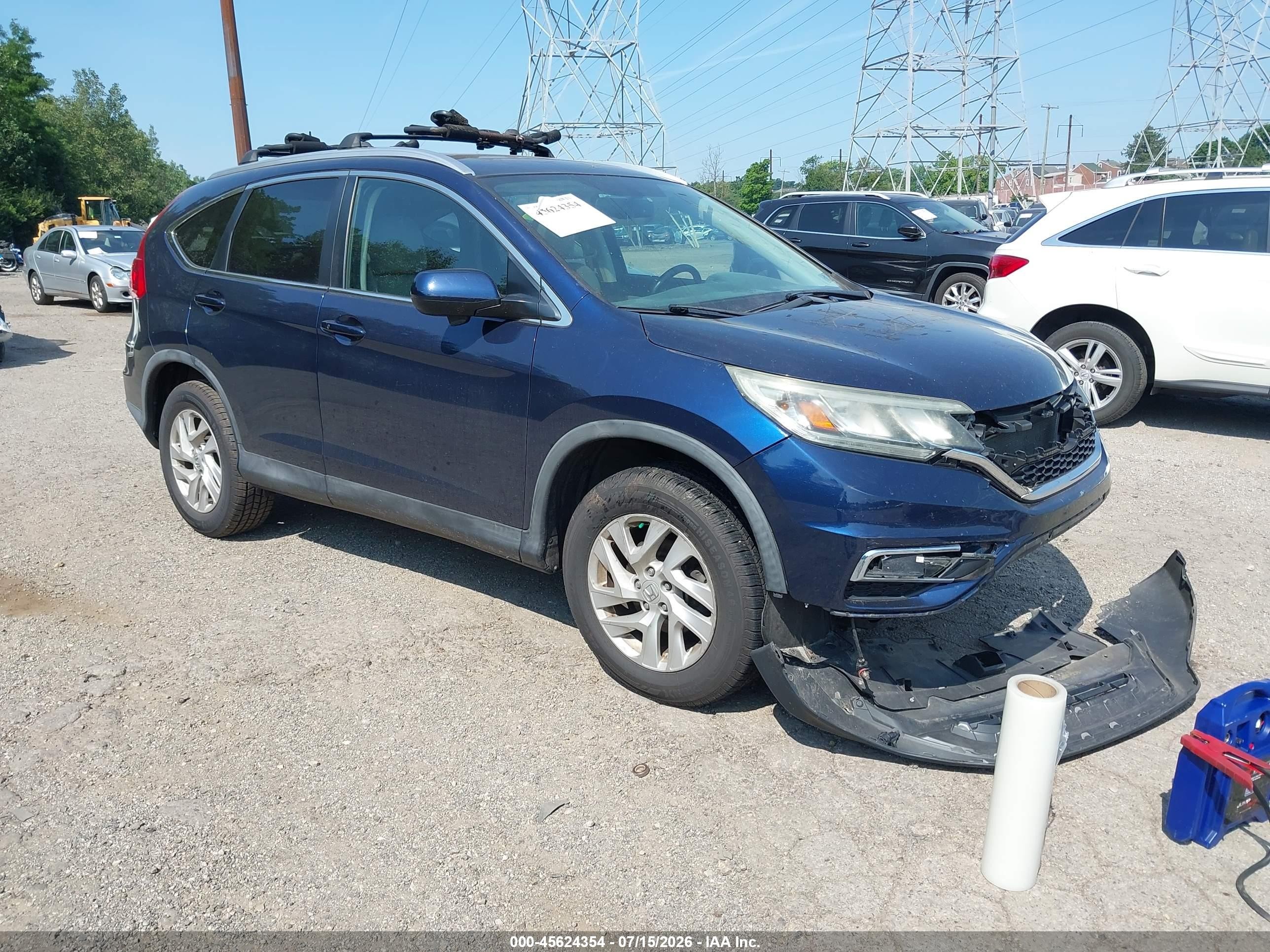 2015 Honda Cr-v Ex-l Blue vin: 2HKRM4H76FH701173