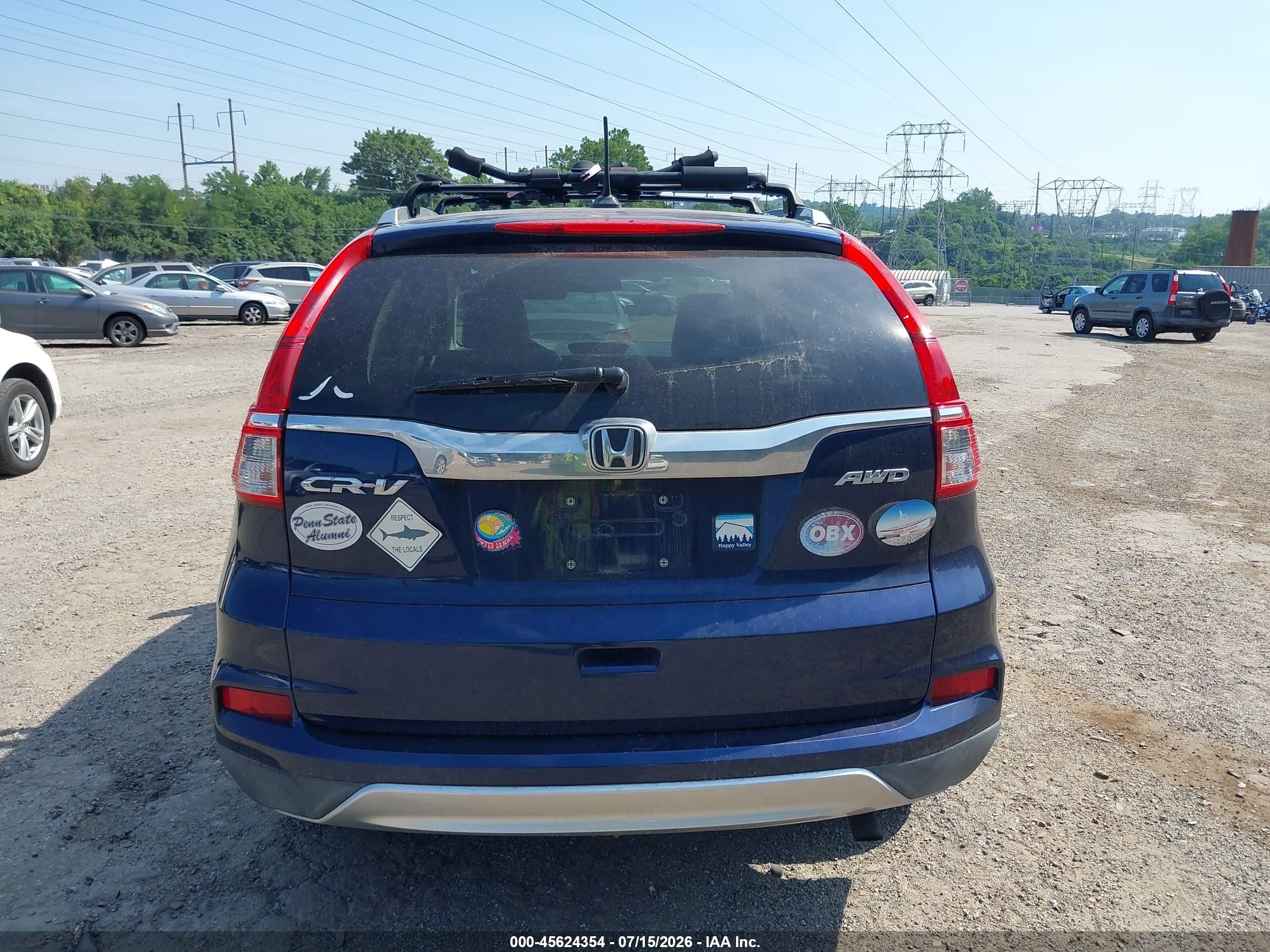 2015 Honda Cr-v Ex-l Blue vin: 2HKRM4H76FH701173