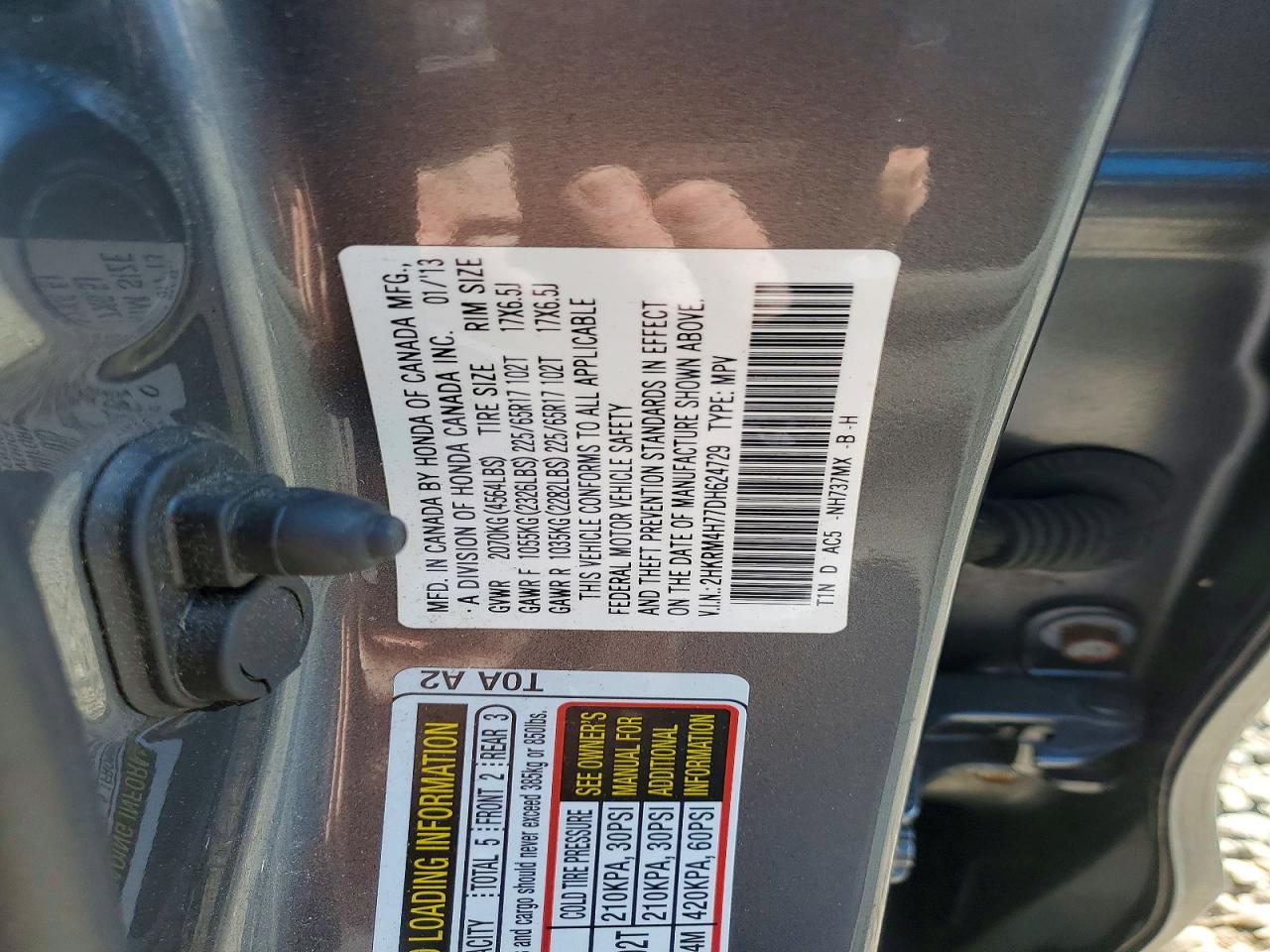 2013 Honda Cr-v Exl Gray vin: 2HKRM4H77DH624729