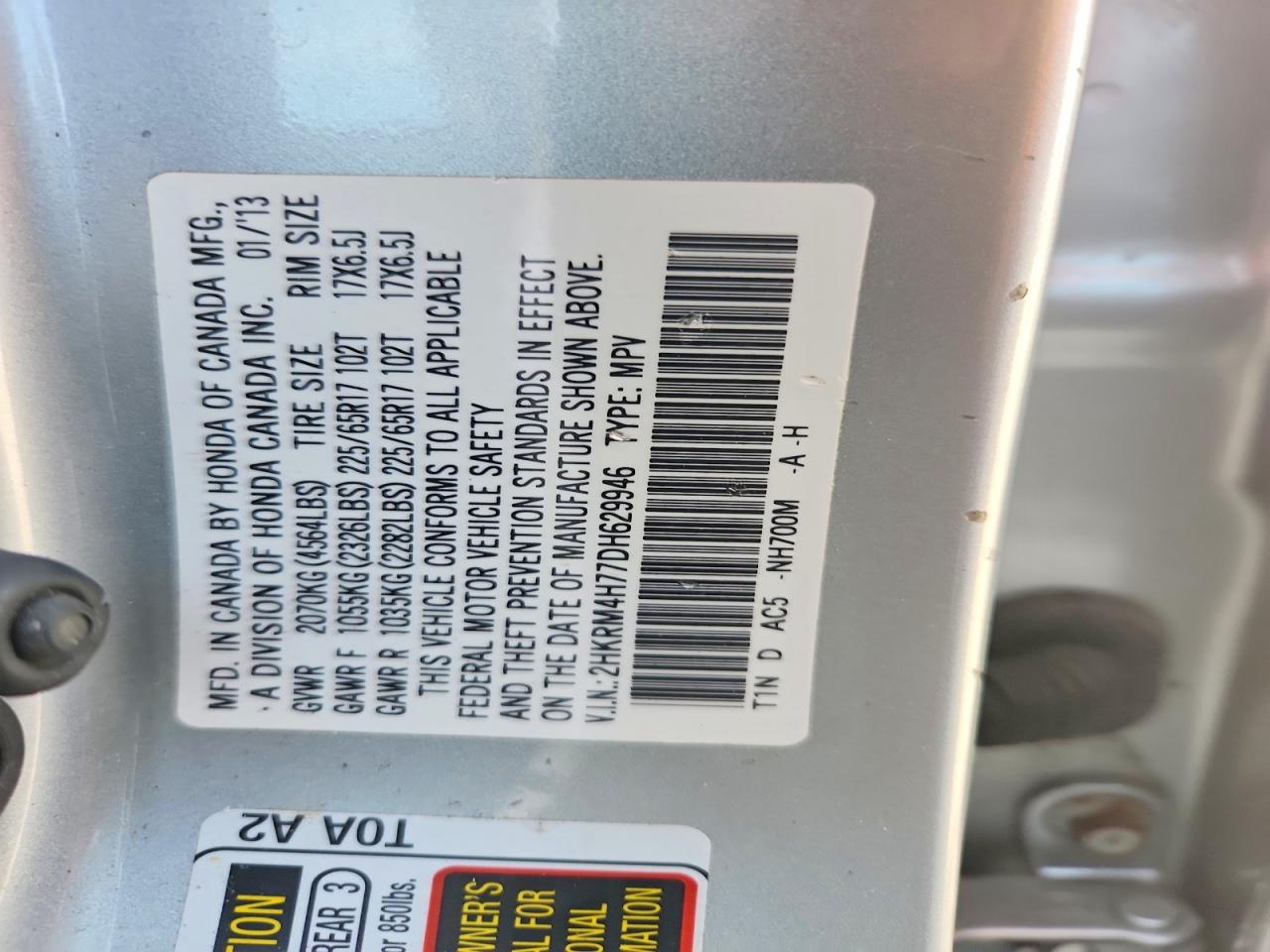 2013 Honda Cr-v Exl Silver vin: 2HKRM4H77DH629946