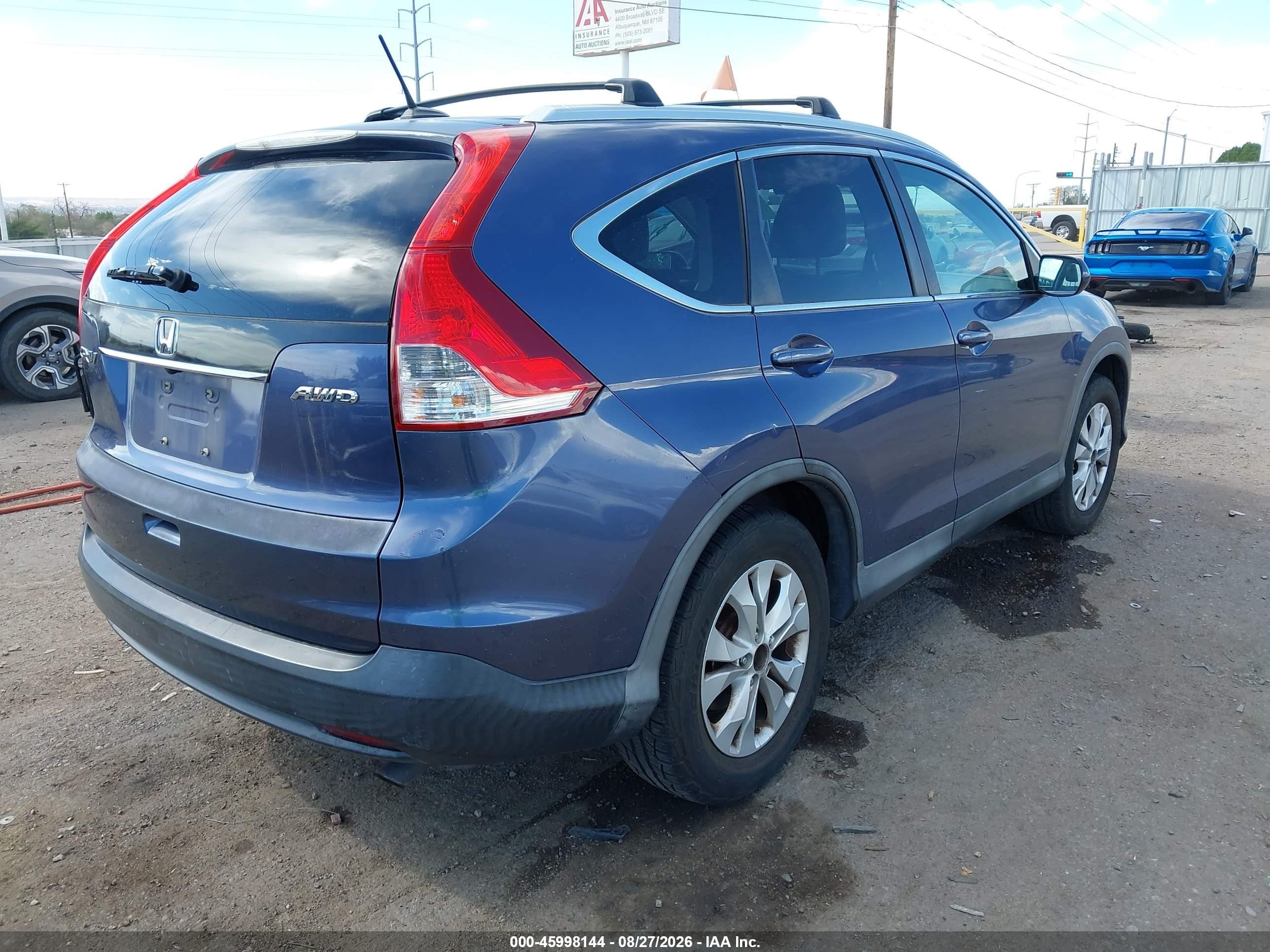 2013 Honda Cr-v Ex-l Blue vin: 2HKRM4H77DH636010