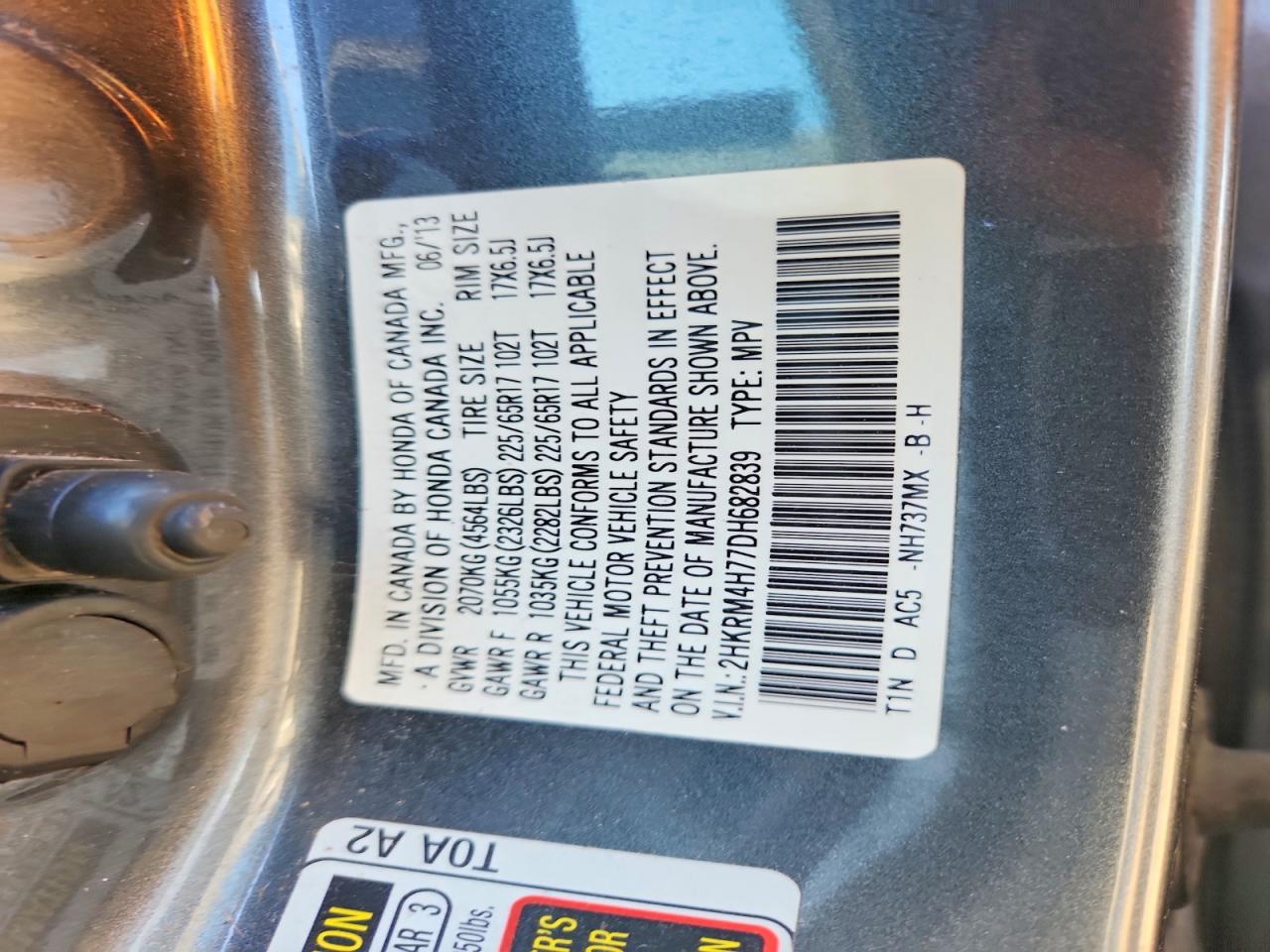 2013 Honda Cr-v Exl Gray vin: 2HKRM4H77DH682839