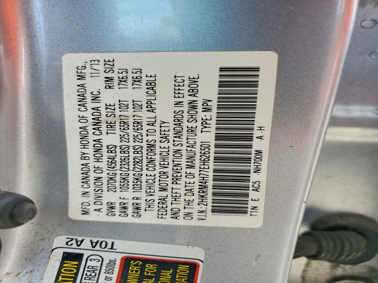 2014 Honda Cr-v Exl Silver vin: 2HKRM4H77EH626501