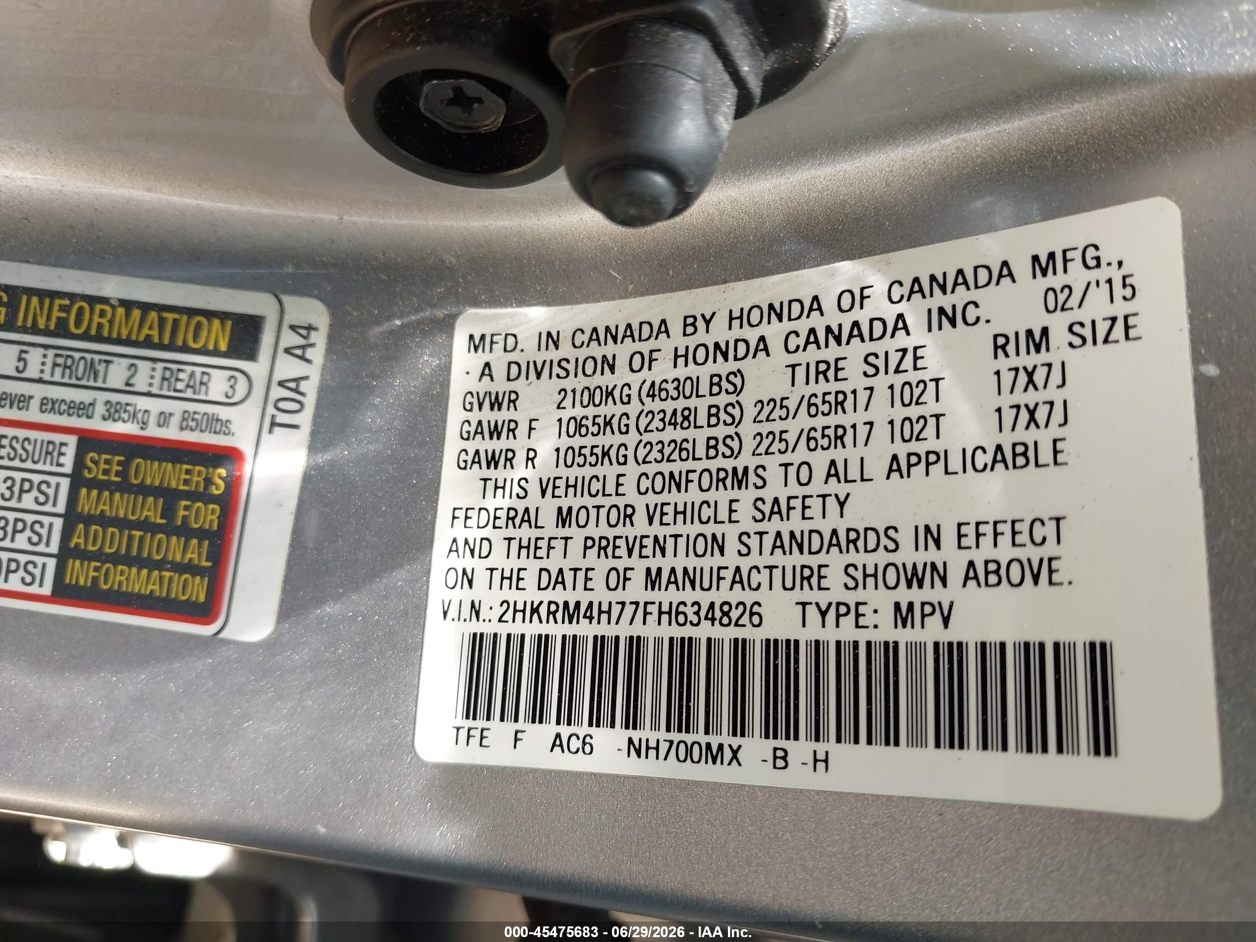 2015 Honda Cr-v Ex-l Silver vin: 2HKRM4H77FH634826