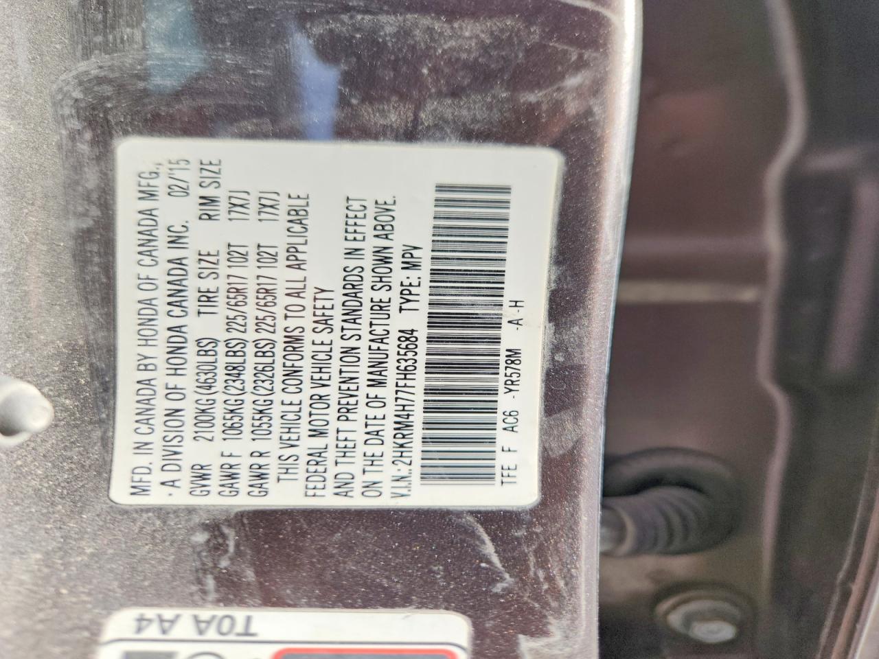 2015 Honda Cr-v Exl Gray vin: 2HKRM4H77FH635684