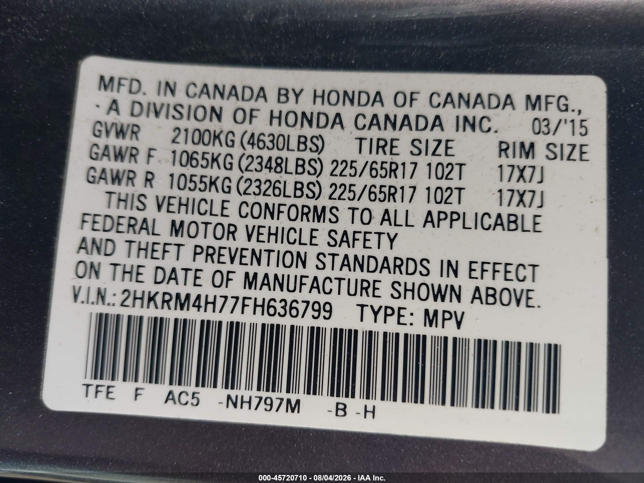 2015 Honda Cr-v Ex-l Gray vin: 2HKRM4H77FH636799