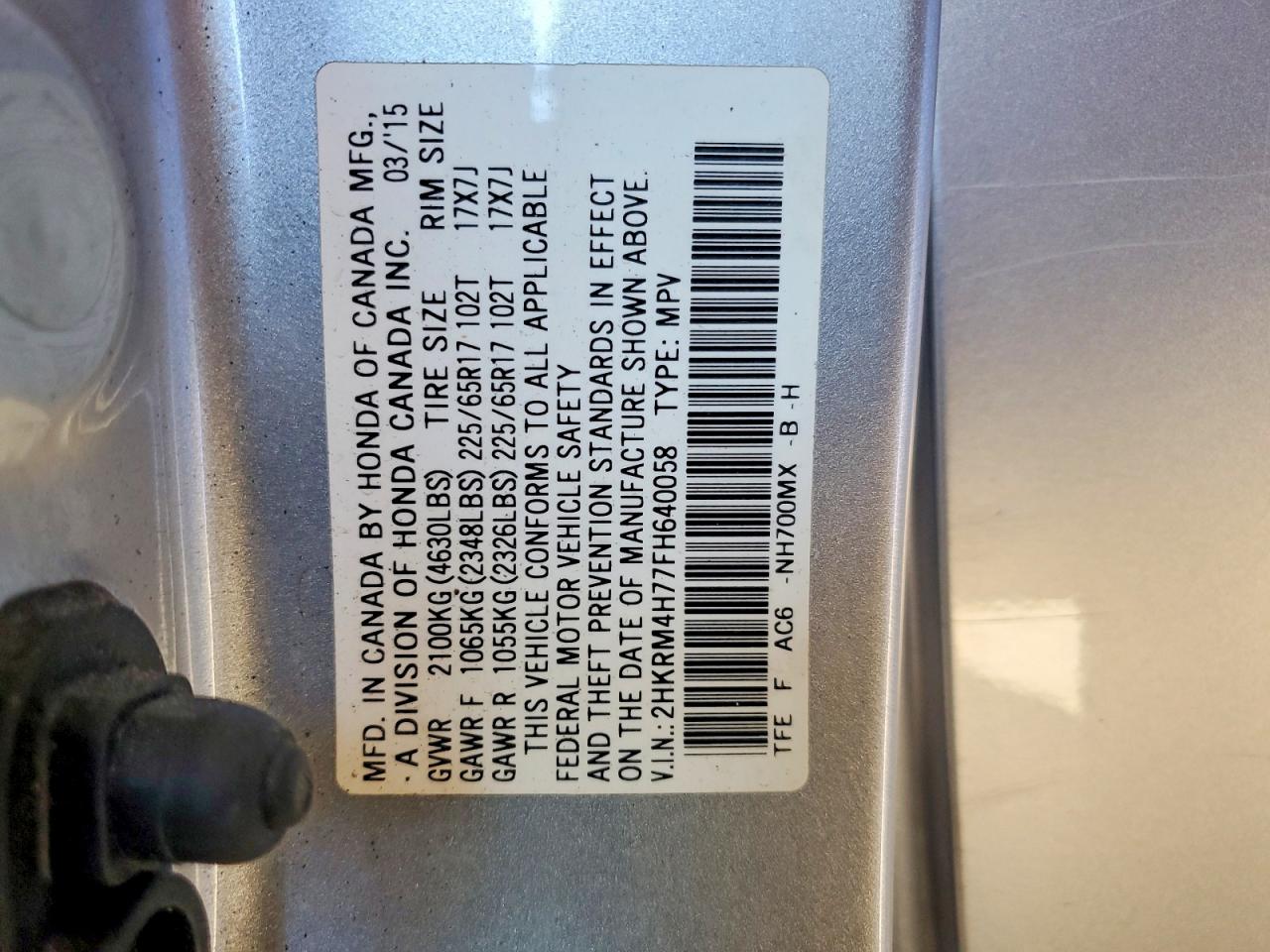 2015 Honda Cr-v Exl Silver vin: 2HKRM4H77FH640058
