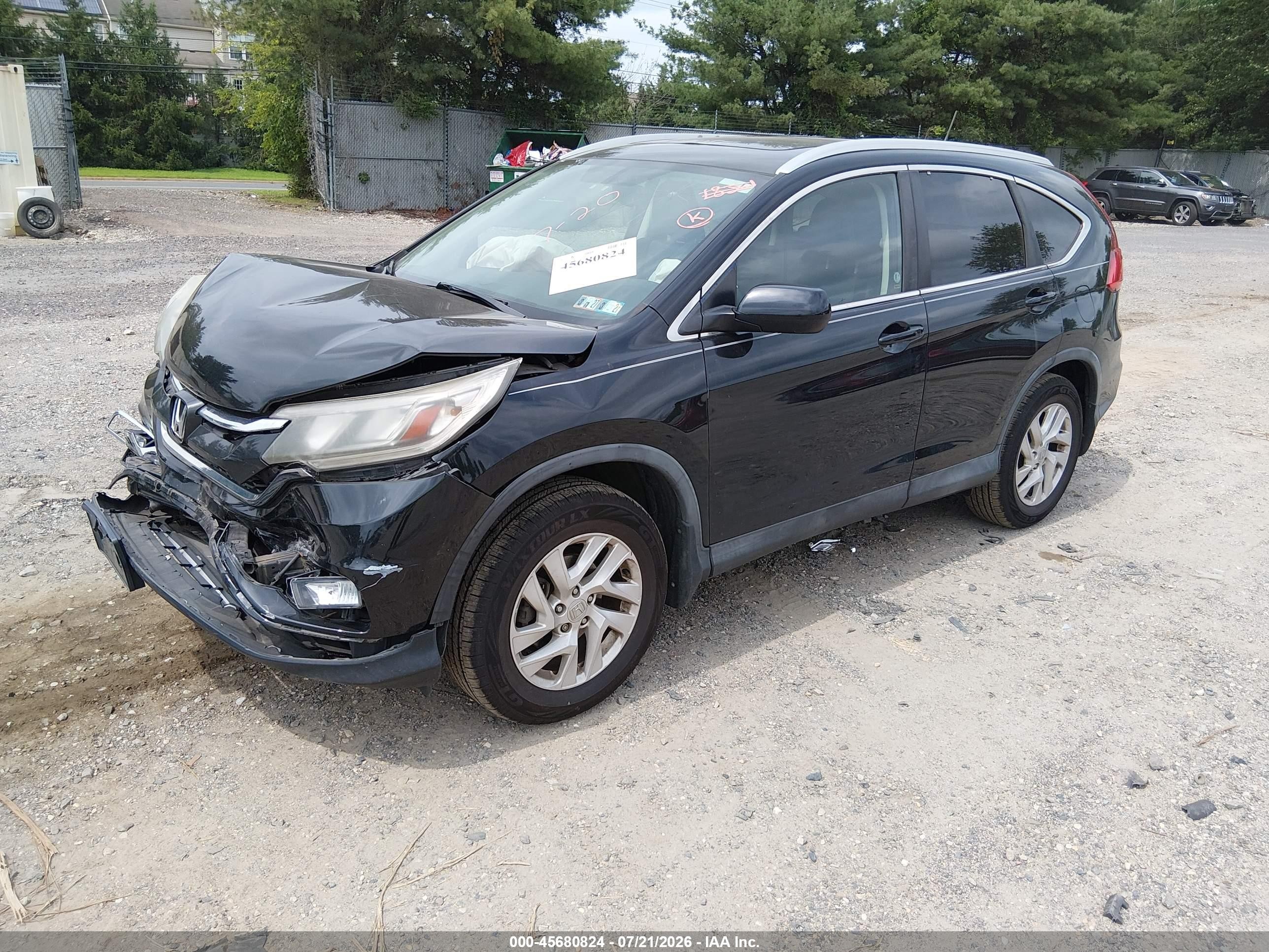 2015 Honda Cr-v Ex-l Black vin: 2HKRM4H77FH659208