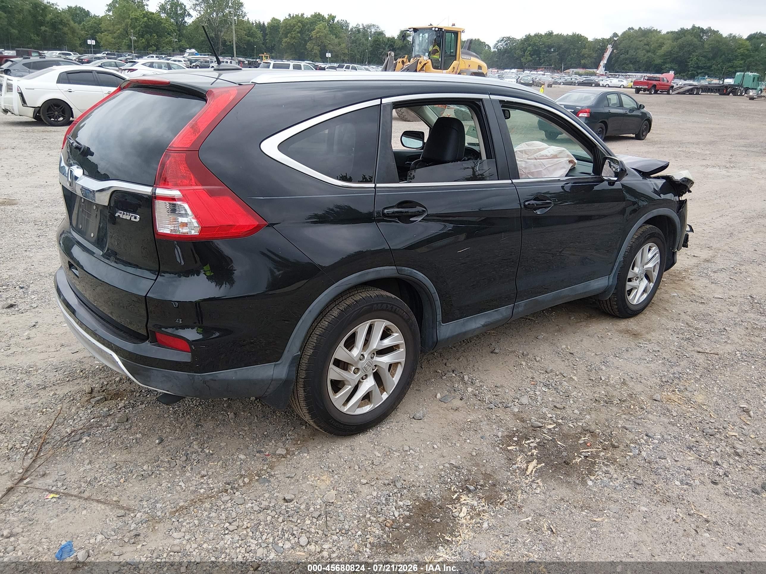 2015 Honda Cr-v Ex-l Black vin: 2HKRM4H77FH659208