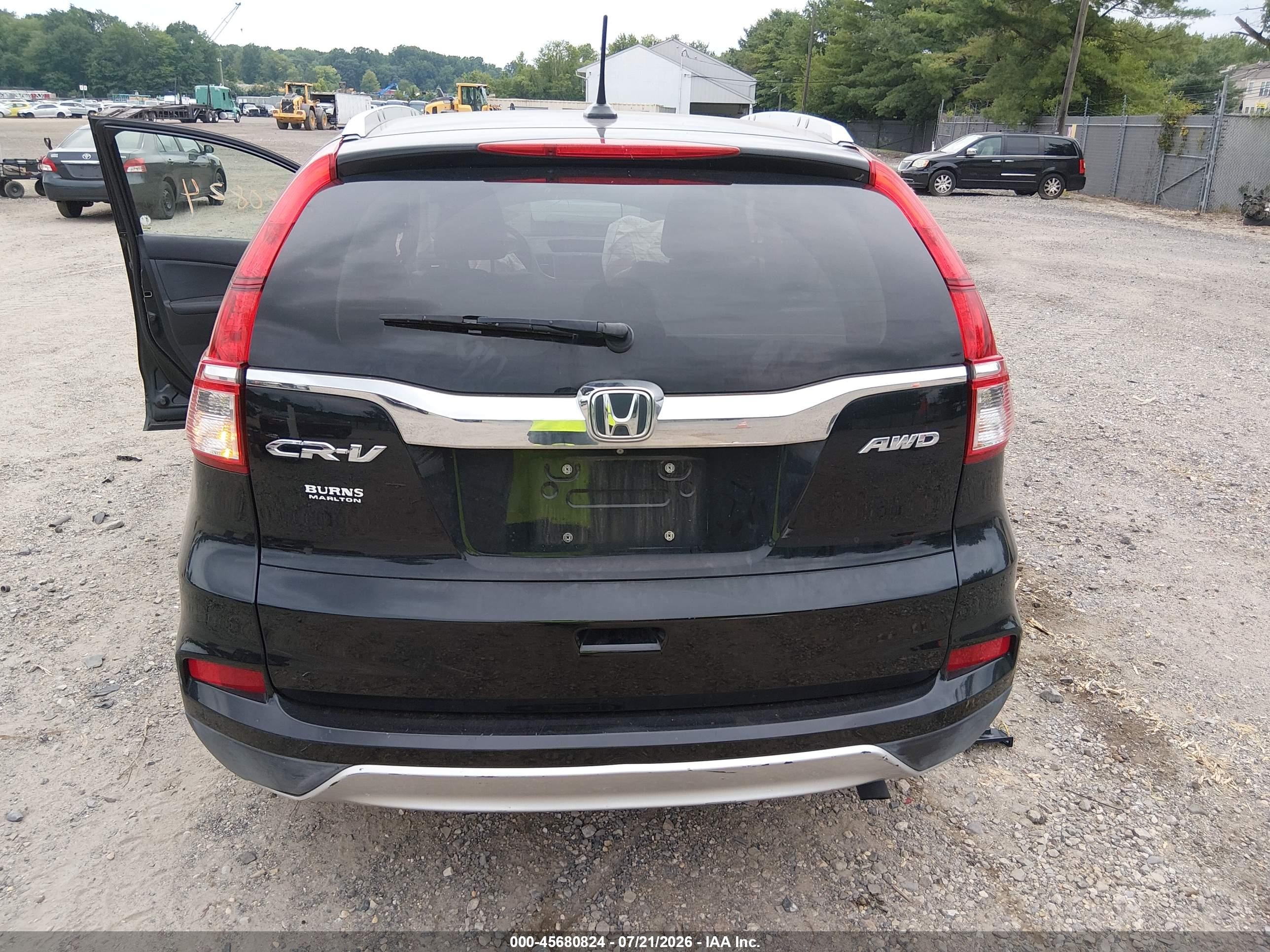 2015 Honda Cr-v Ex-l Black vin: 2HKRM4H77FH659208