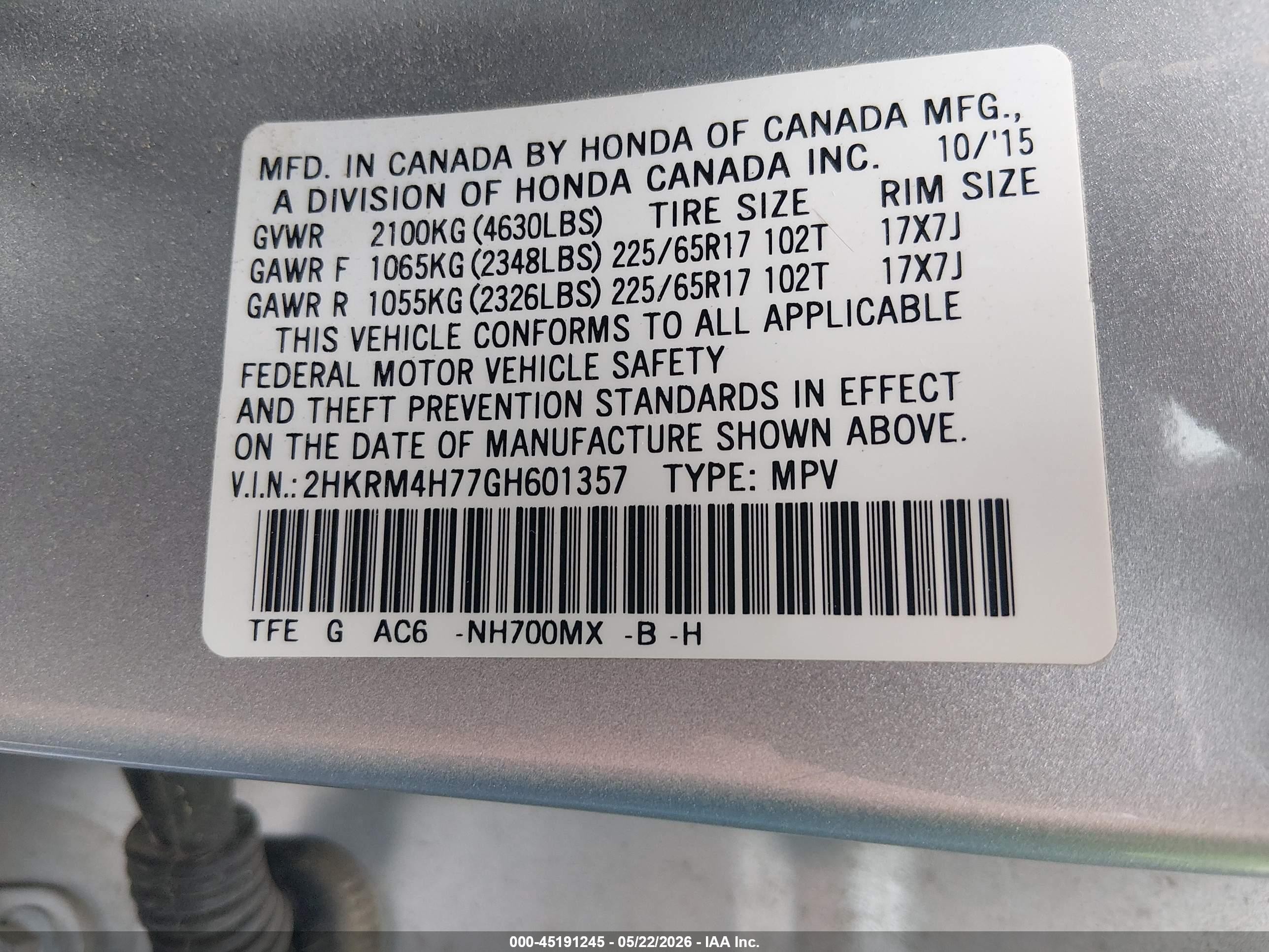 2016 Honda Cr-v Ex-l Серебряный vin: 2HKRM4H77GH601357