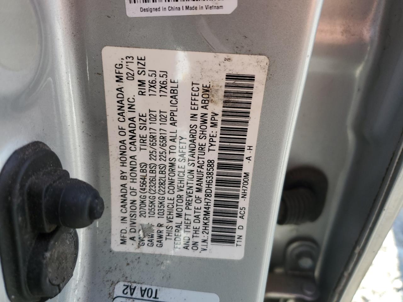 2013 Honda Cr-v Exl Silver vin: 2HKRM4H78DH638588