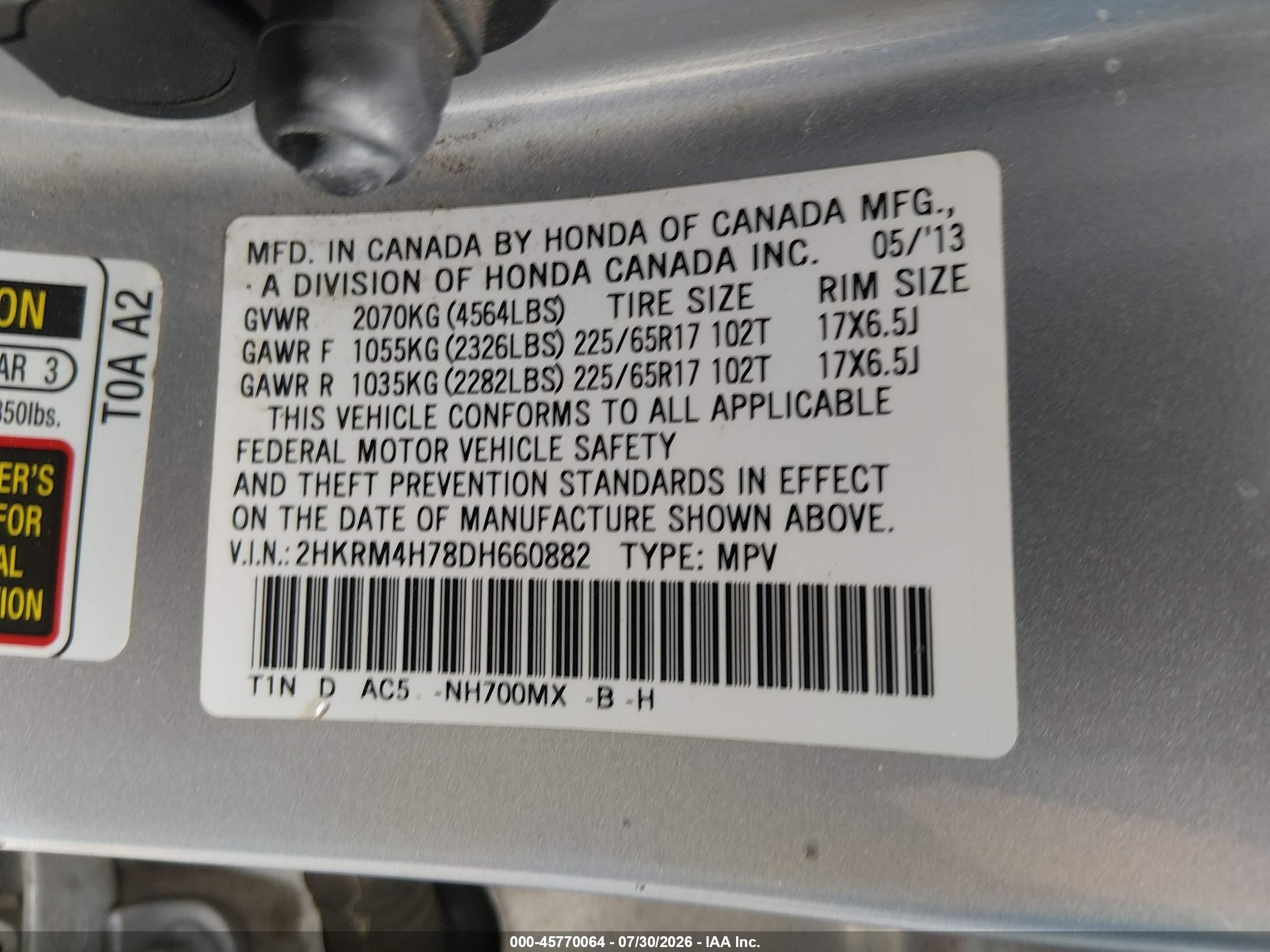 2013 Honda Cr-v Ex-l Серебряный vin: 2HKRM4H78DH660882