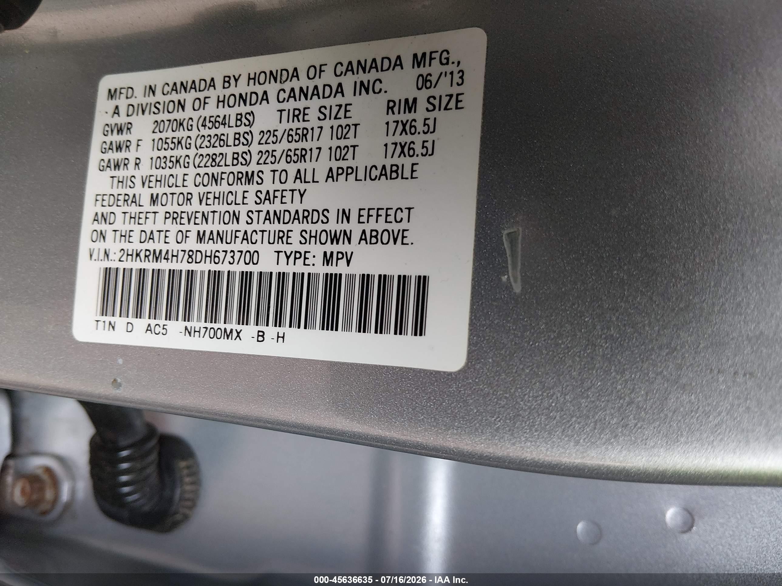 2013 Honda Cr-v Ex-l Silver vin: 2HKRM4H78DH673700