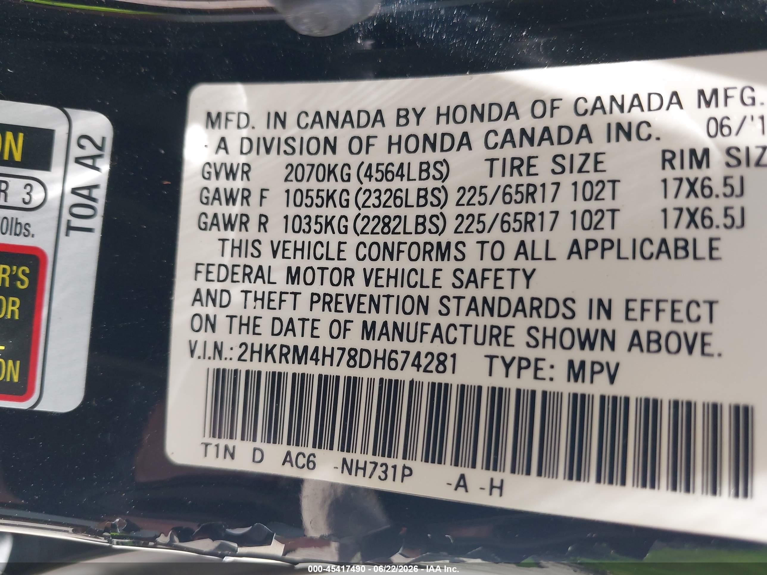2013 Honda Cr-v Ex-l Black vin: 2HKRM4H78DH674281
