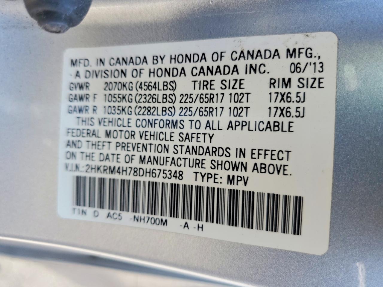 2013 Honda Cr-v Exl Silver vin: 2HKRM4H78DH675348