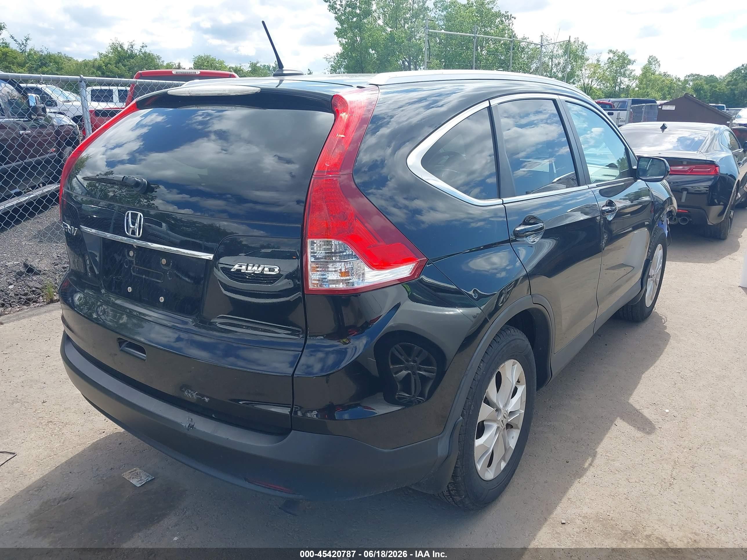 2014 Honda Cr-v Ex-l Black vin: 2HKRM4H78EH608699