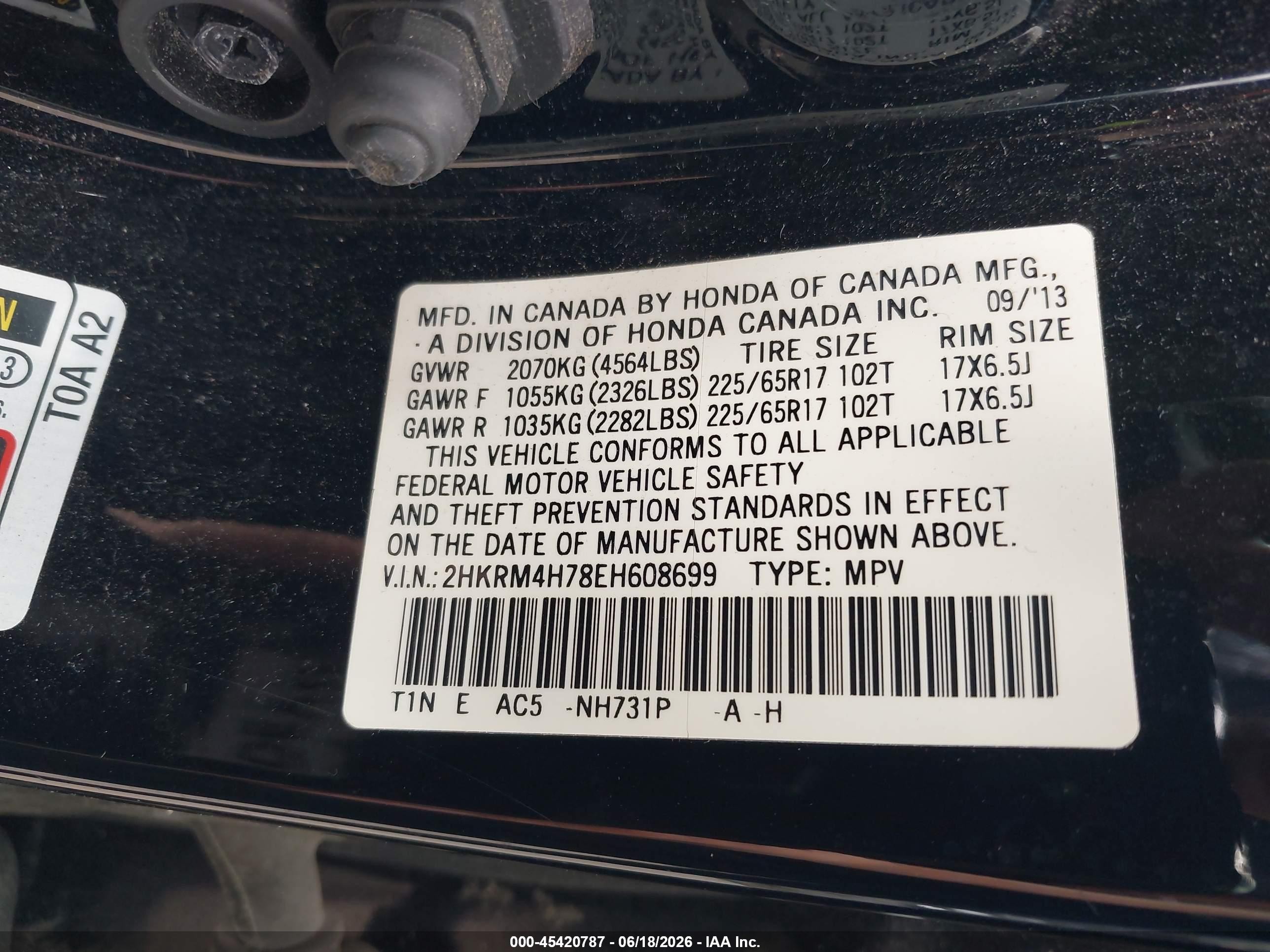 2014 Honda Cr-v Ex-l Black vin: 2HKRM4H78EH608699