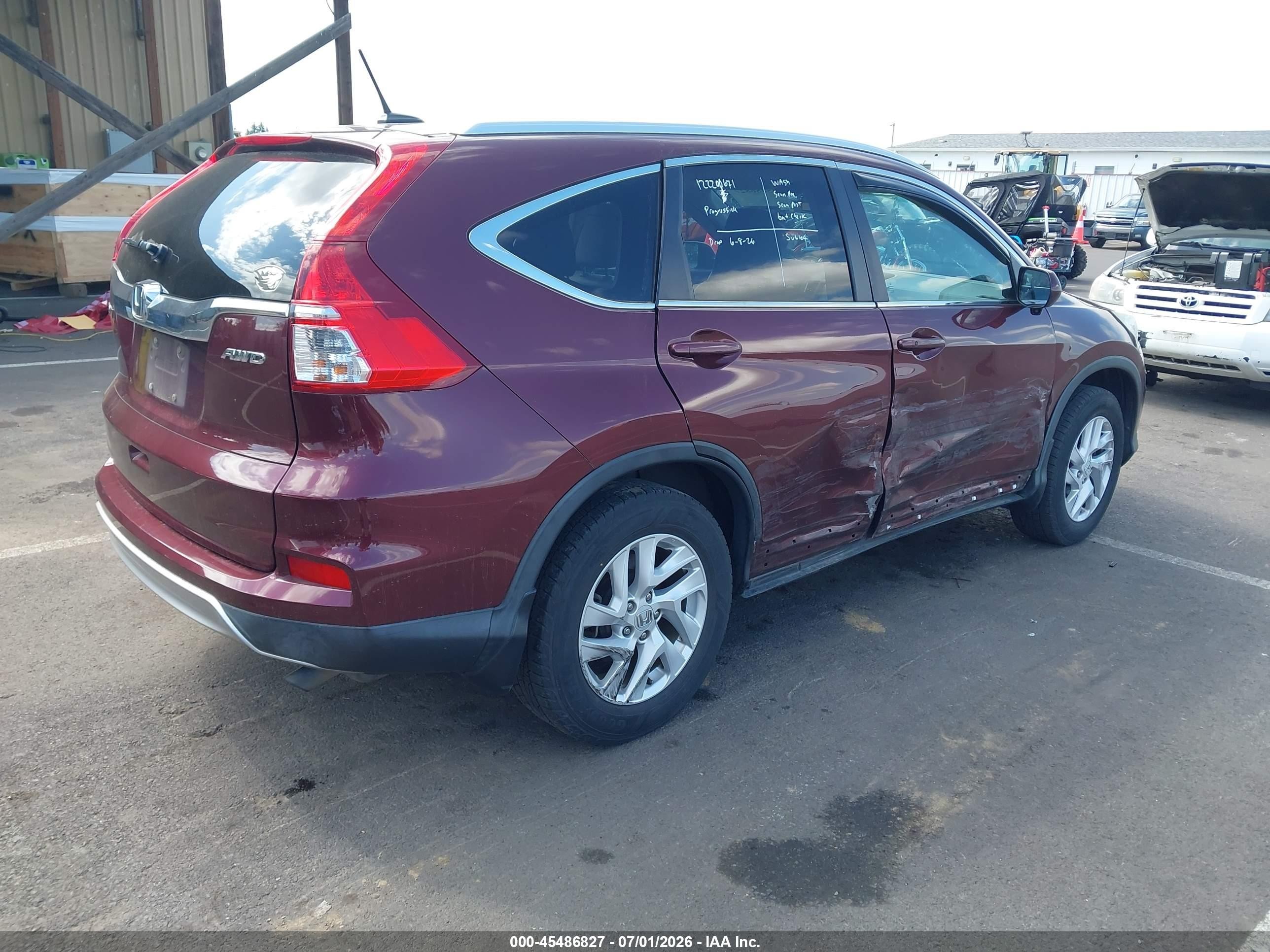 2015 Honda Cr-v Ex-l Red vin: 2HKRM4H78FH659329
