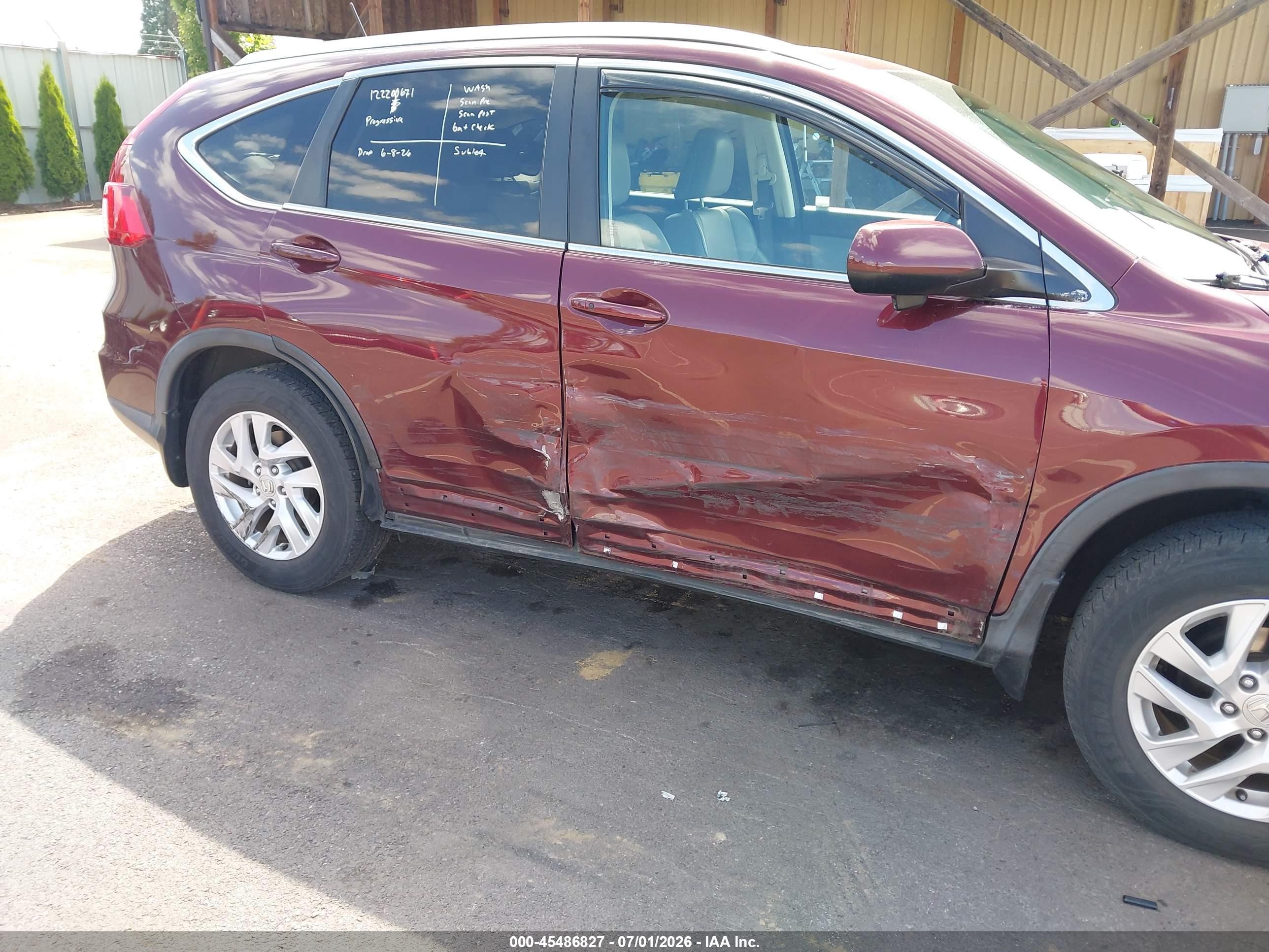 2015 Honda Cr-v Ex-l Red vin: 2HKRM4H78FH659329