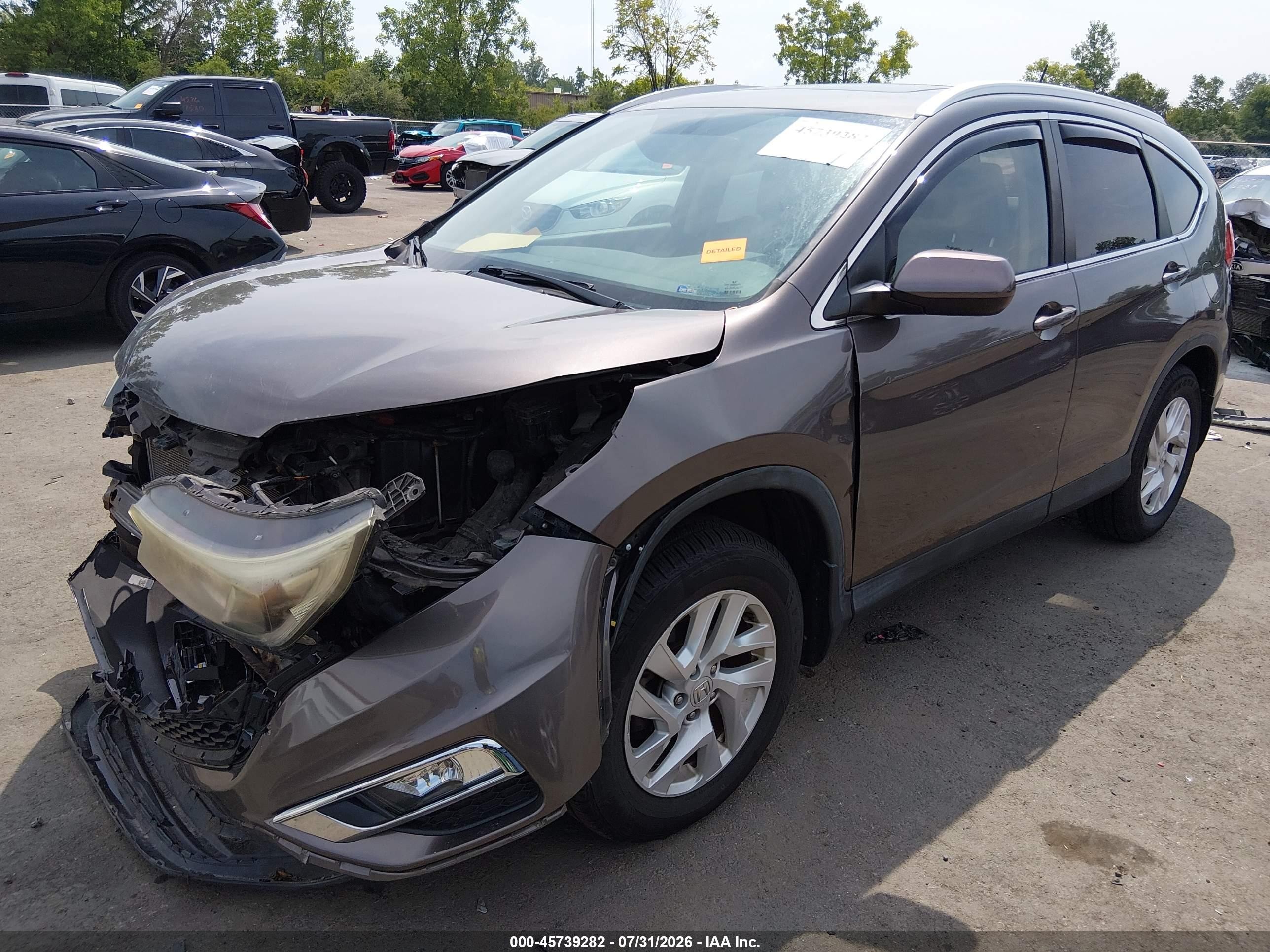 2015 Honda Cr-v Ex-l Brown vin: 2HKRM4H78FH670475