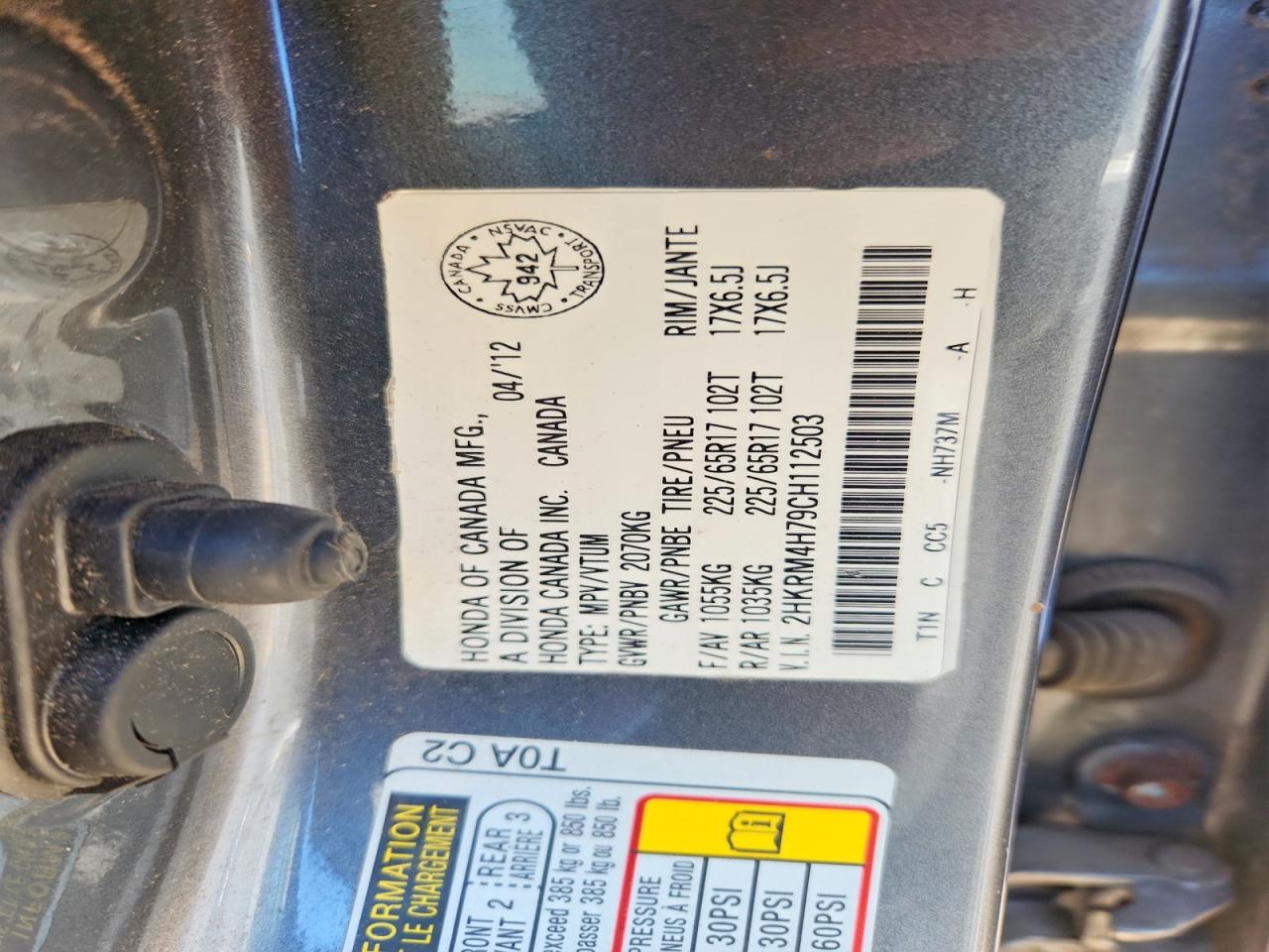 2012 Honda Cr-v Exl Gray vin: 2HKRM4H79CH112503