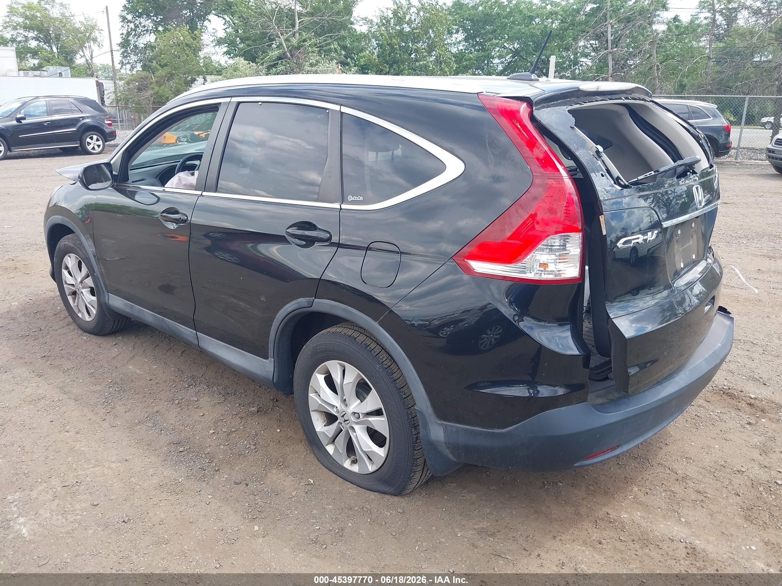 2012 Honda Cr-v Ex-l Black vin: 2HKRM4H79CH620650