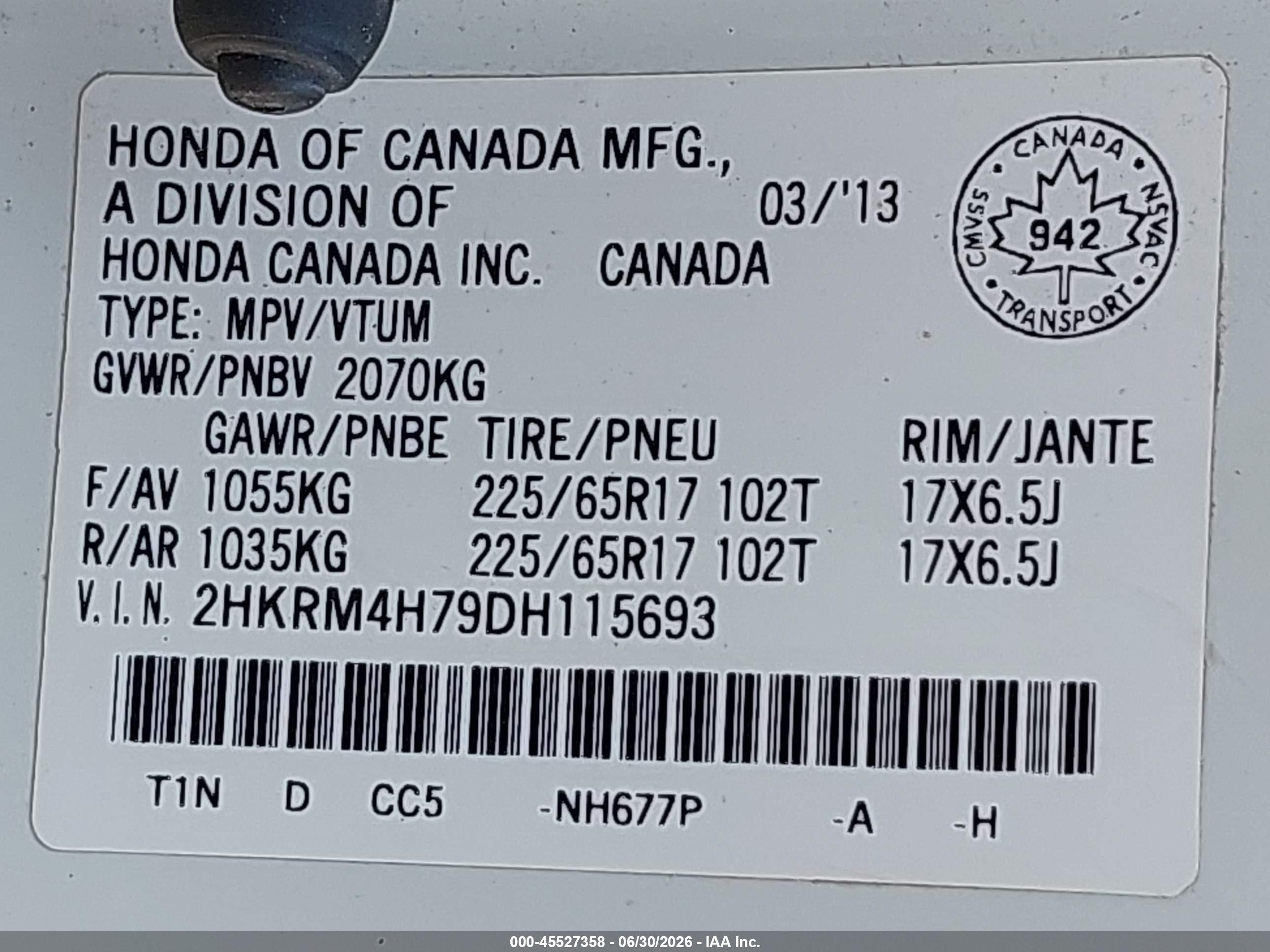 2013 Honda Cr-v Ex-l White vin: 2HKRM4H79DH115693