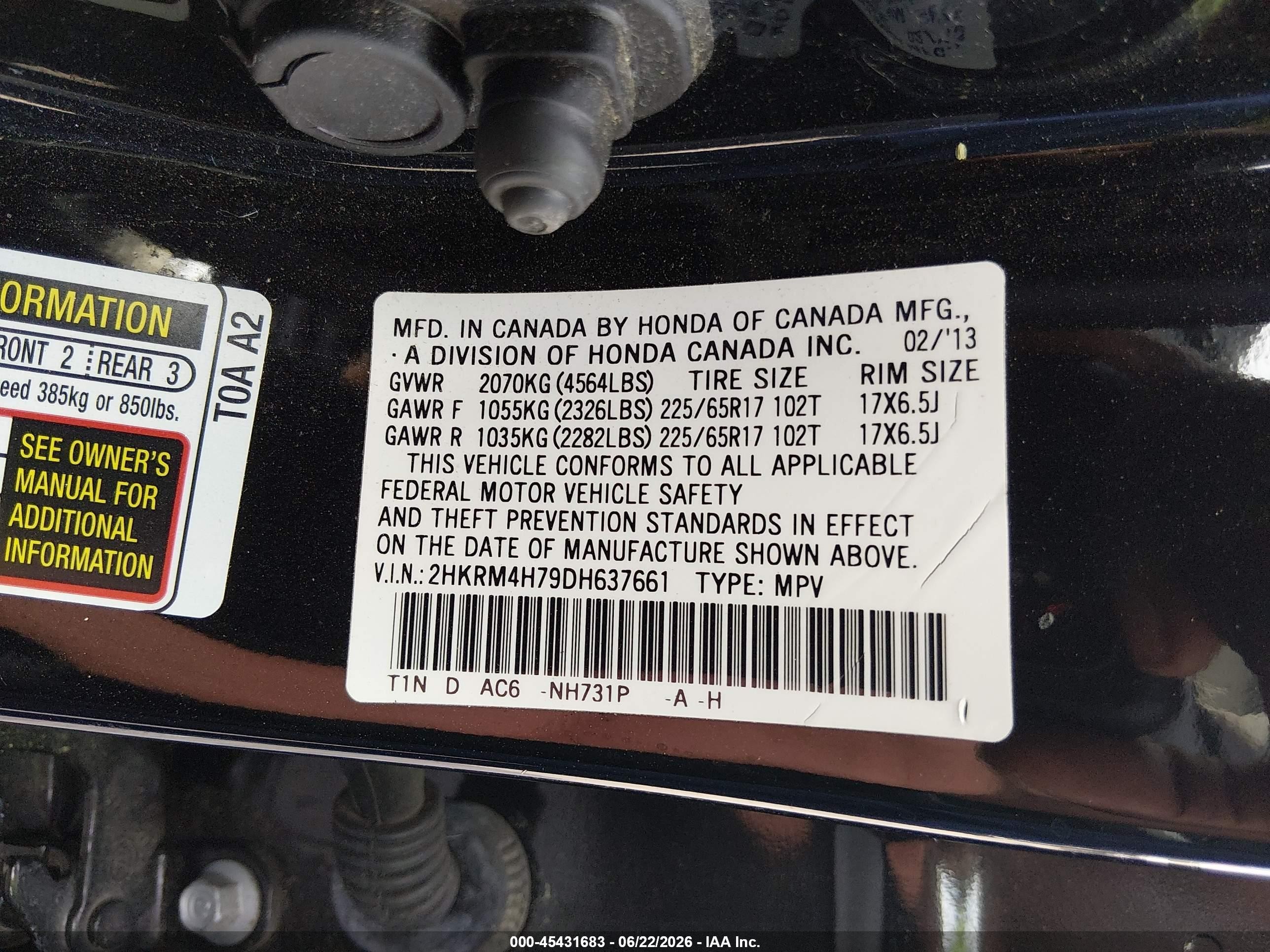2013 Honda Cr-v Ex-l Черный vin: 2HKRM4H79DH637661