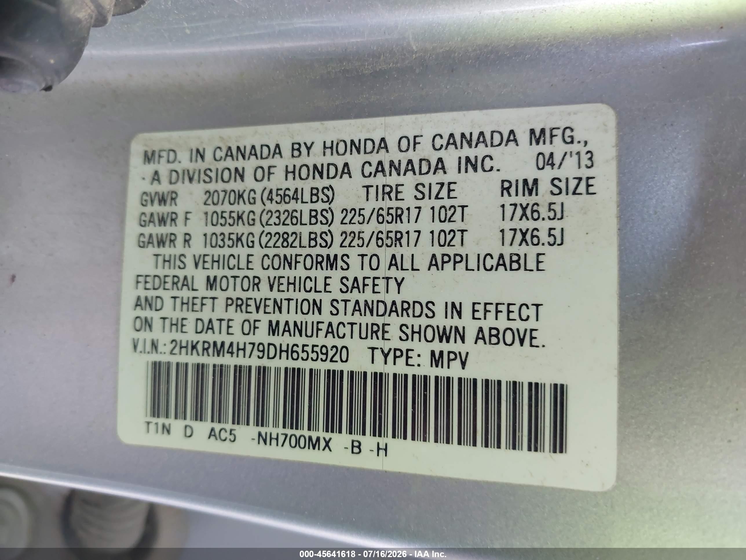 2013 Honda Cr-v Ex-l Silver vin: 2HKRM4H79DH655920