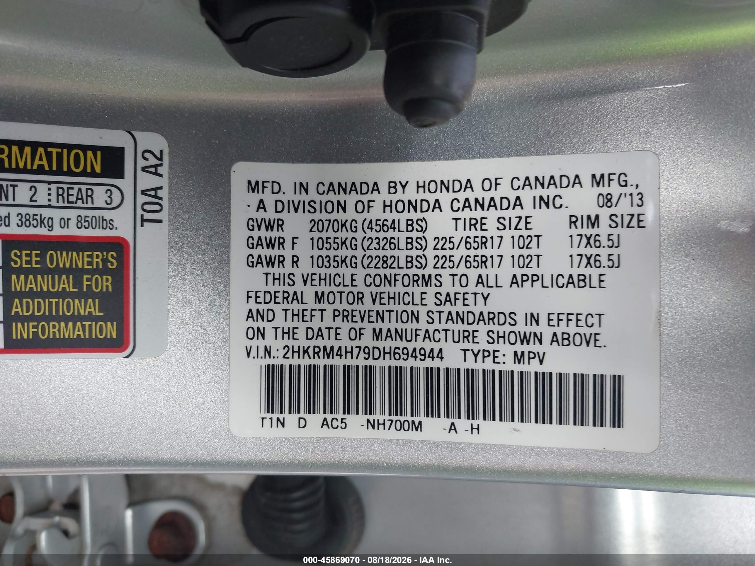 2013 Honda Cr-v Ex-l Silver vin: 2HKRM4H79DH694944