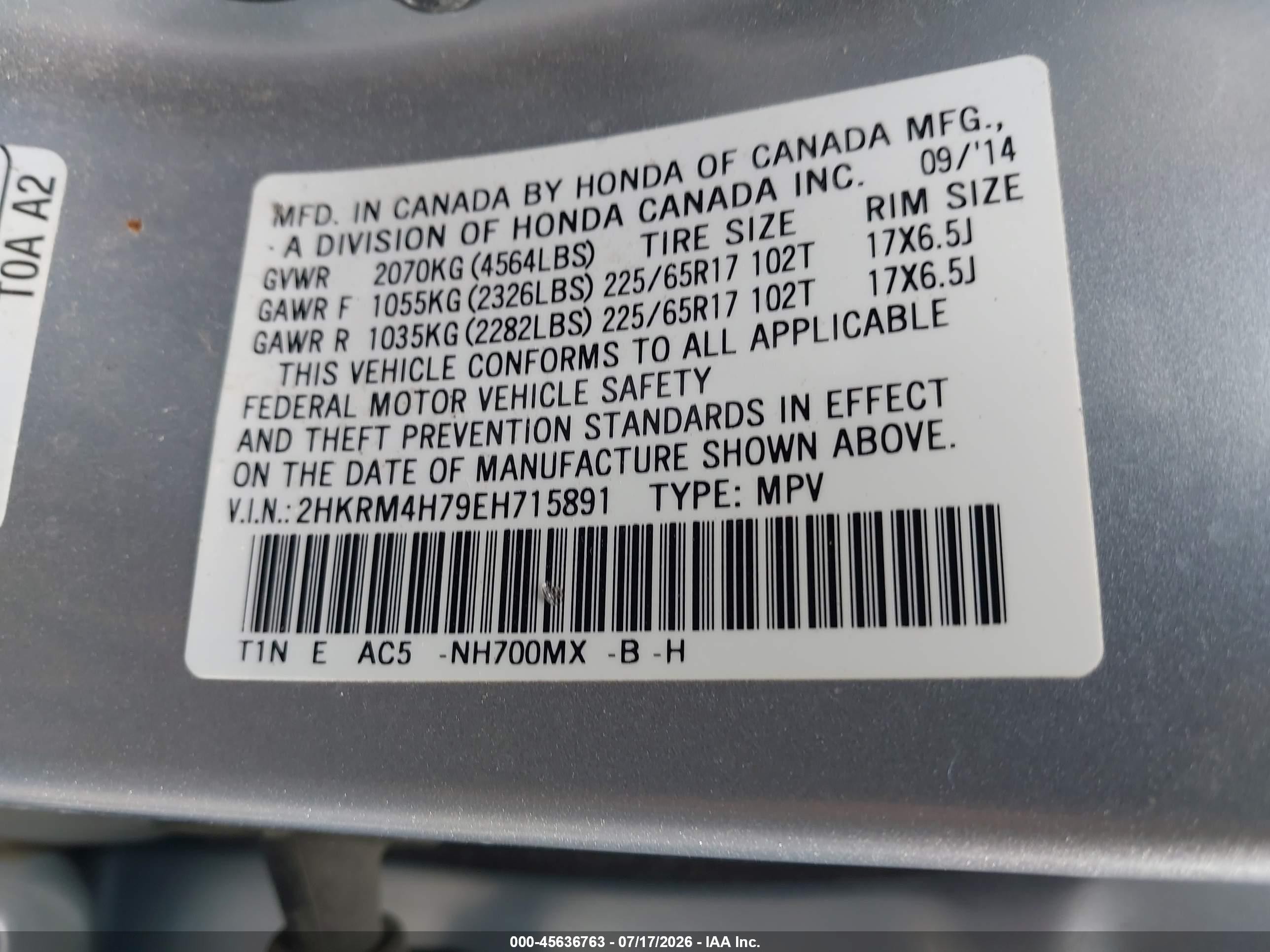 2014 Honda Cr-v Ex-l Silver vin: 2HKRM4H79EH715891