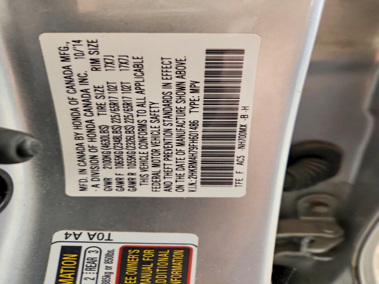 2015 Honda Cr-v Exl Silver vin: 2HKRM4H79FH601486