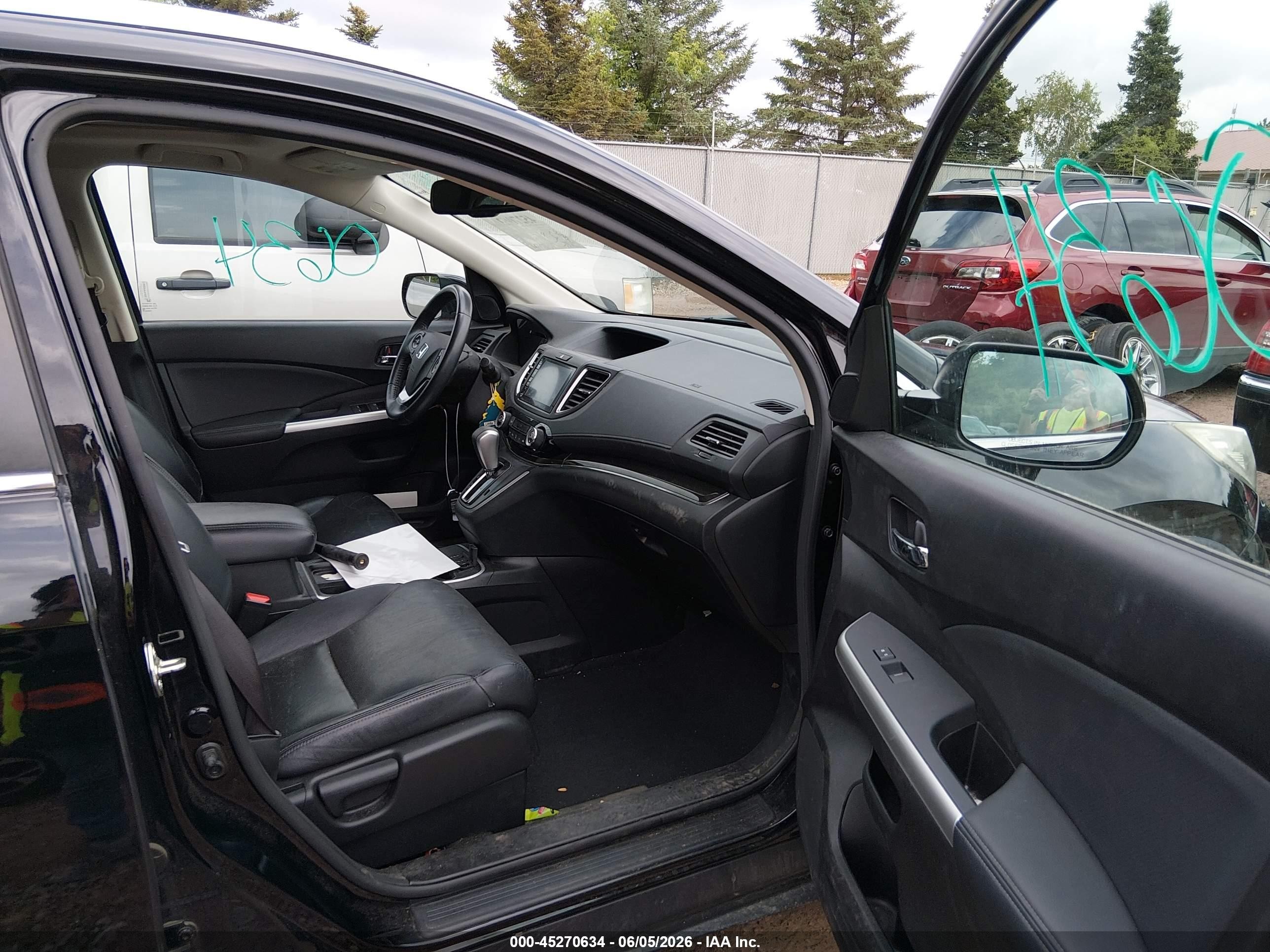 2015 Honda Cr-v Ex-l Black vin: 2HKRM4H79FH628445
