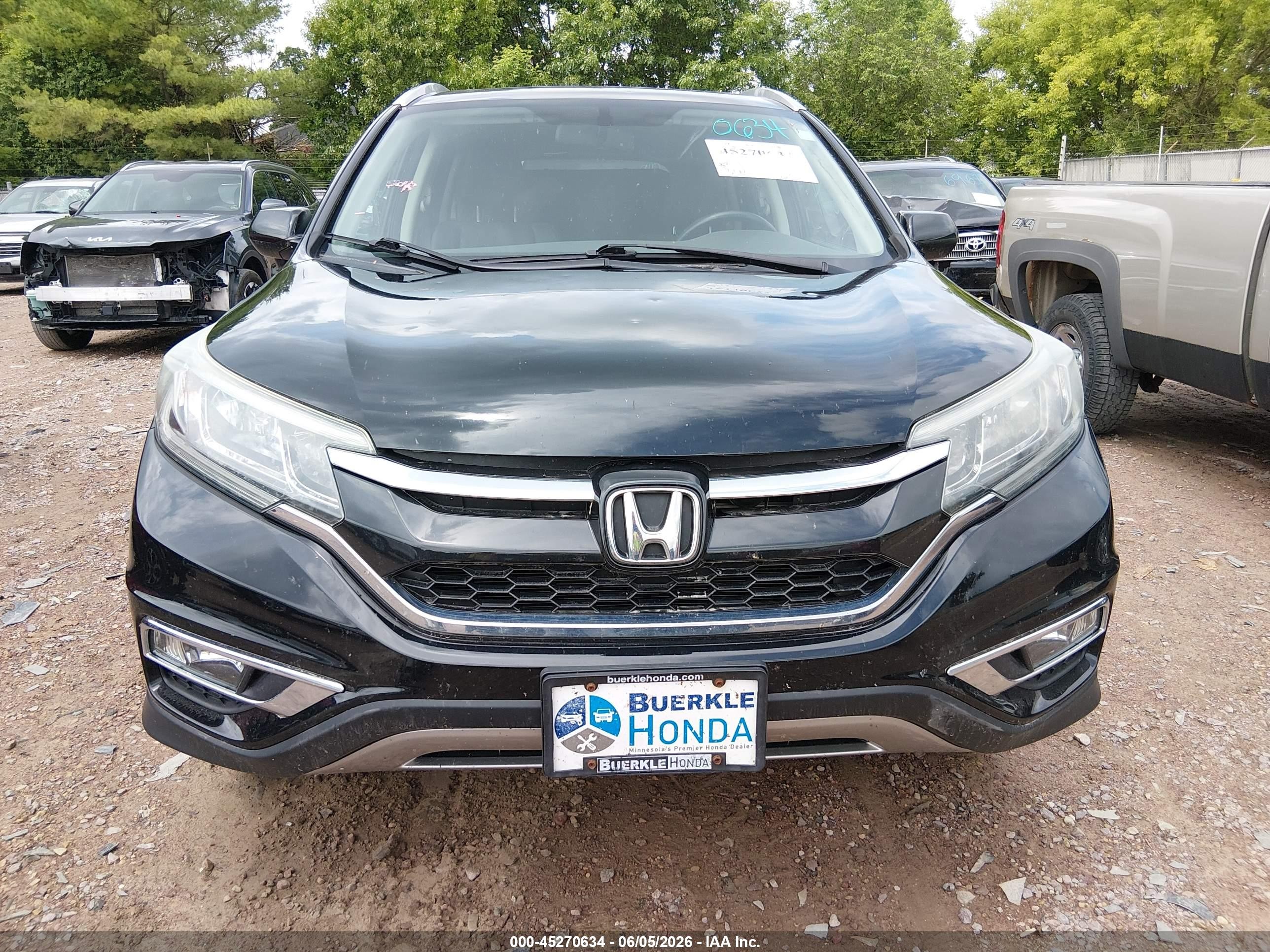 2015 Honda Cr-v Ex-l Black vin: 2HKRM4H79FH628445