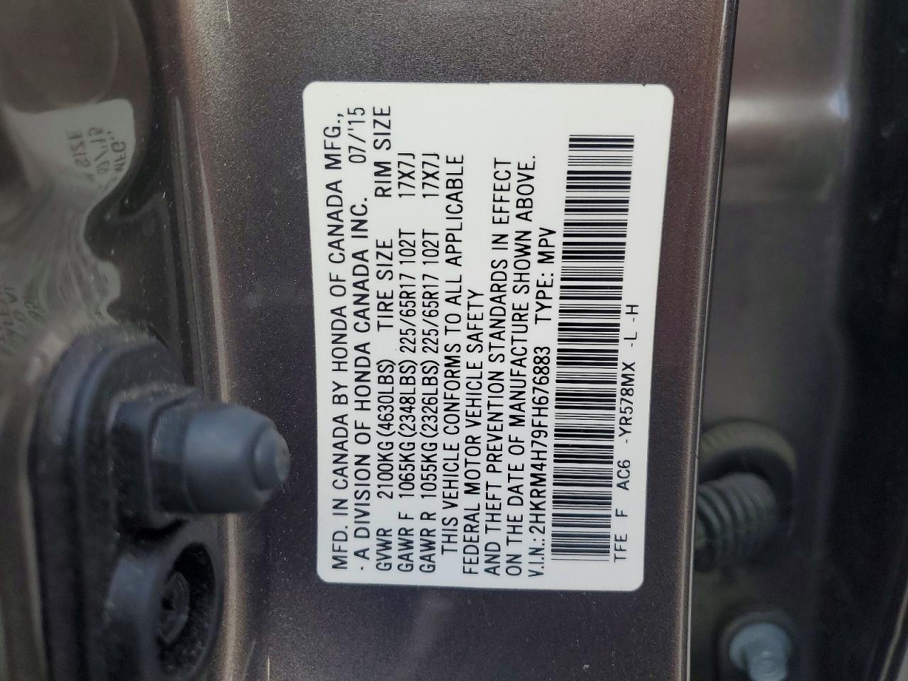 2015 Honda Cr-v Exl Gray vin: 2HKRM4H79FH676883