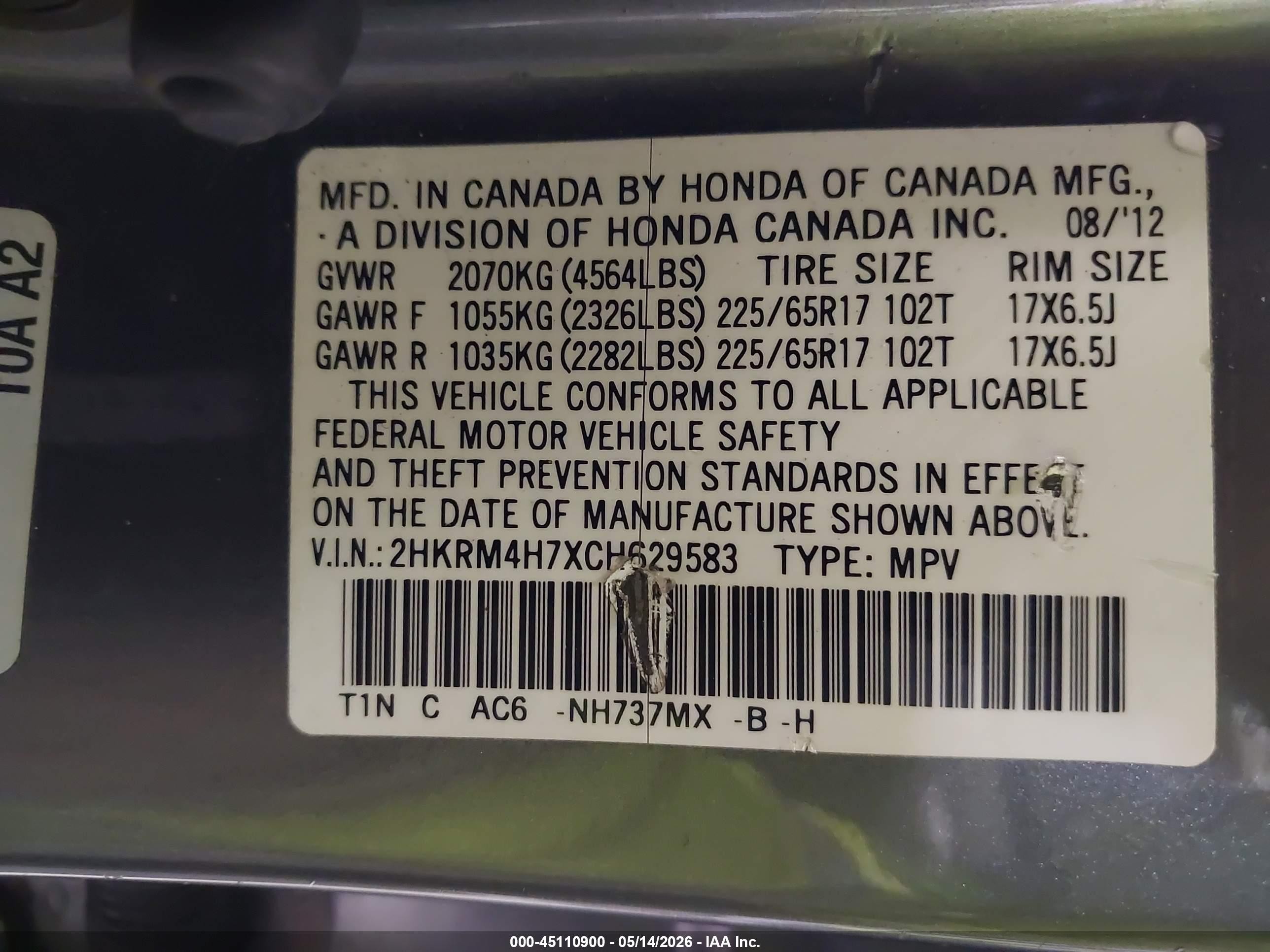2012 Honda Cr-v Ex-l Gray vin: 2HKRM4H7XCH629583