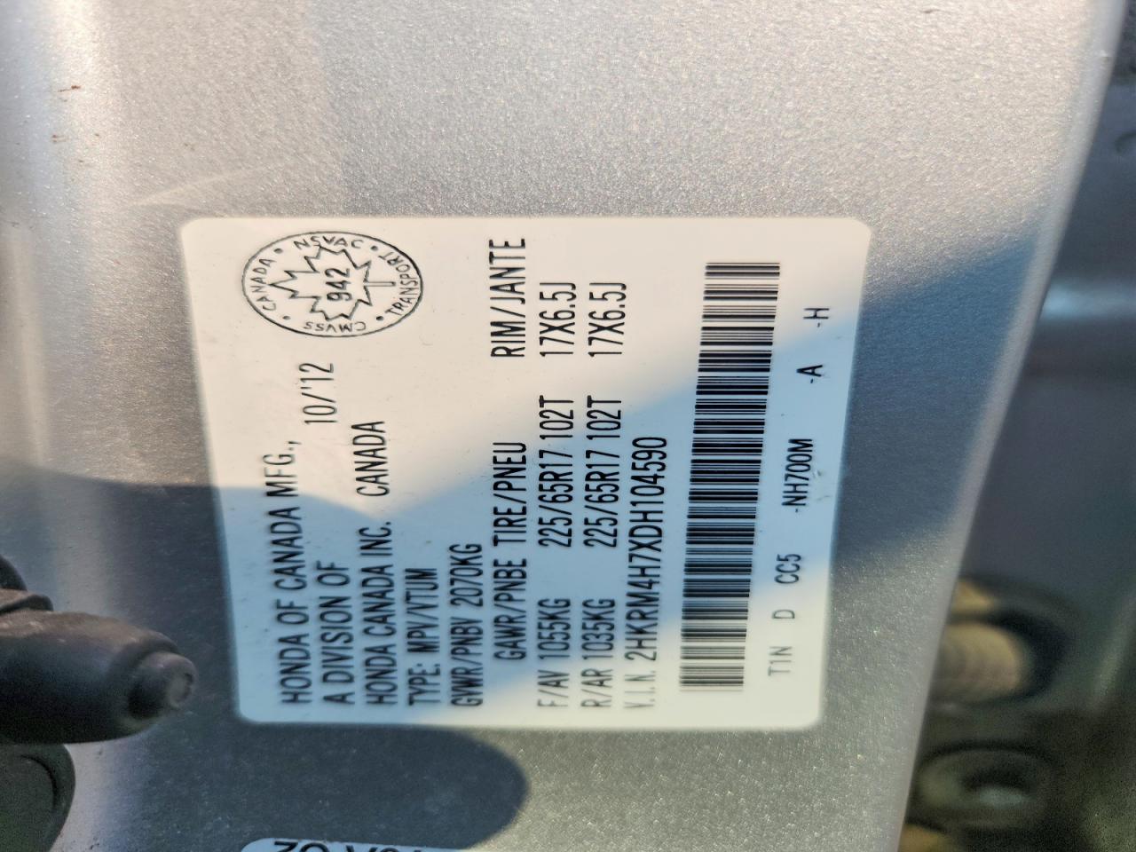 2013 Honda Cr-v Exl Silver vin: 2HKRM4H7XDH104590