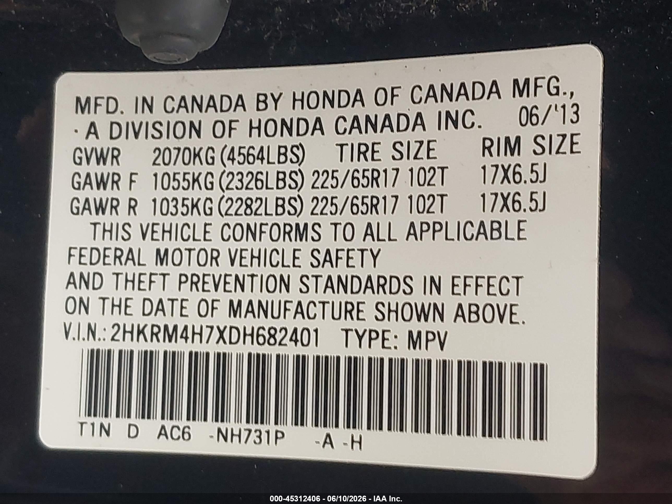 2013 Honda Cr-v Ex-l Black vin: 2HKRM4H7XDH682401