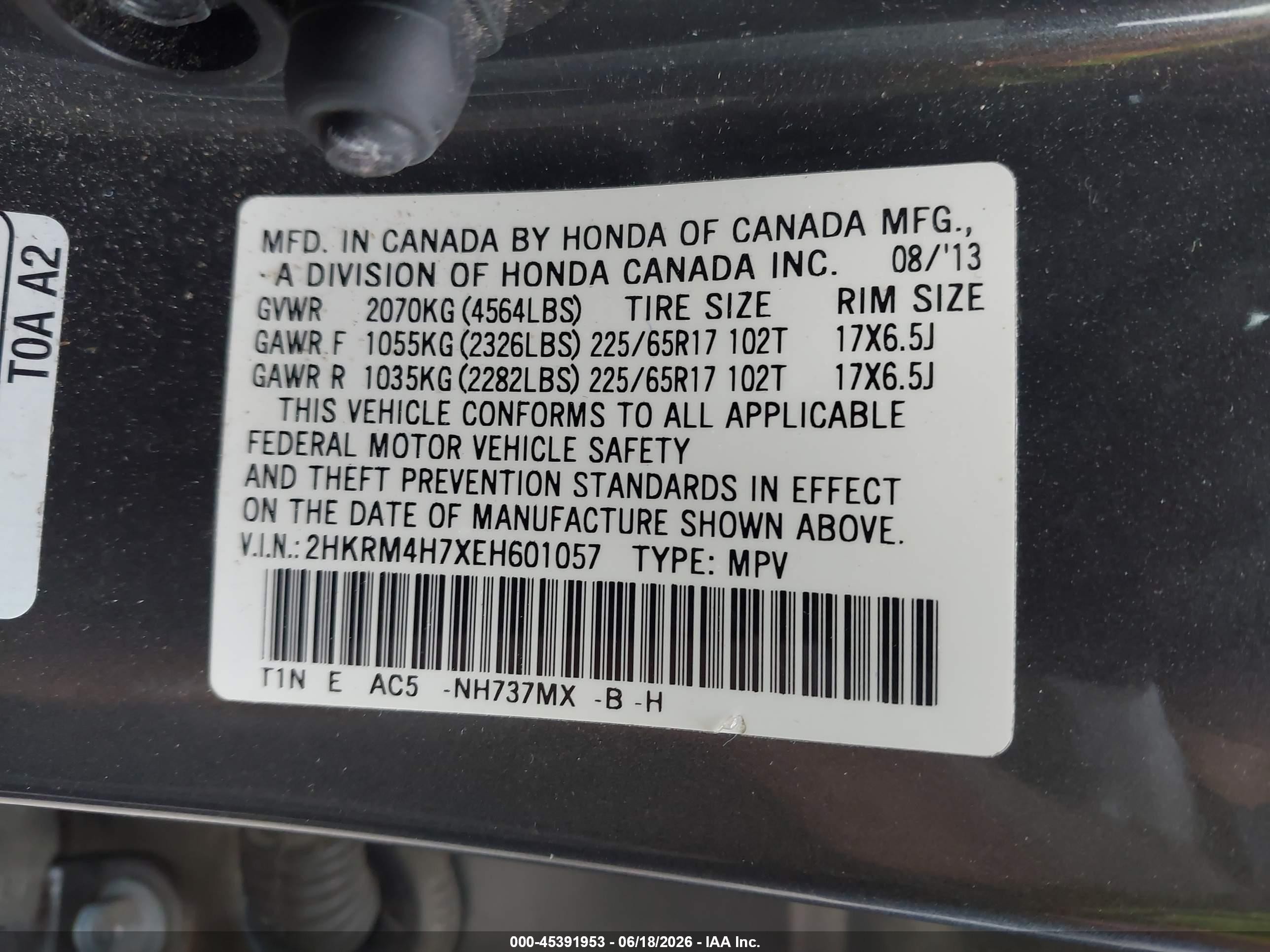 2014 Honda Cr-v Ex-l Gray vin: 2HKRM4H7XEH601057