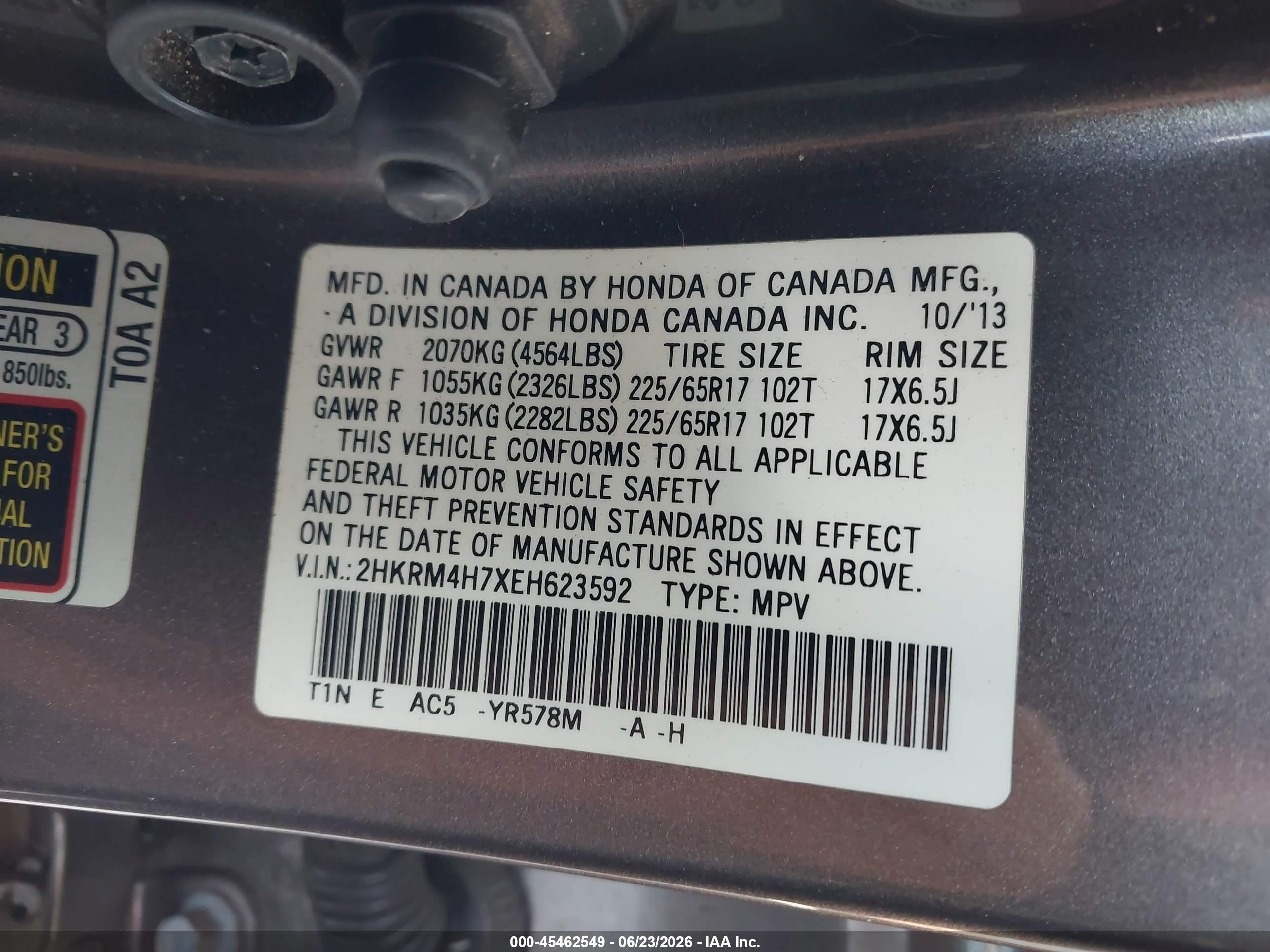 2014 Honda Cr-v Ex-l Brown vin: 2HKRM4H7XEH623592