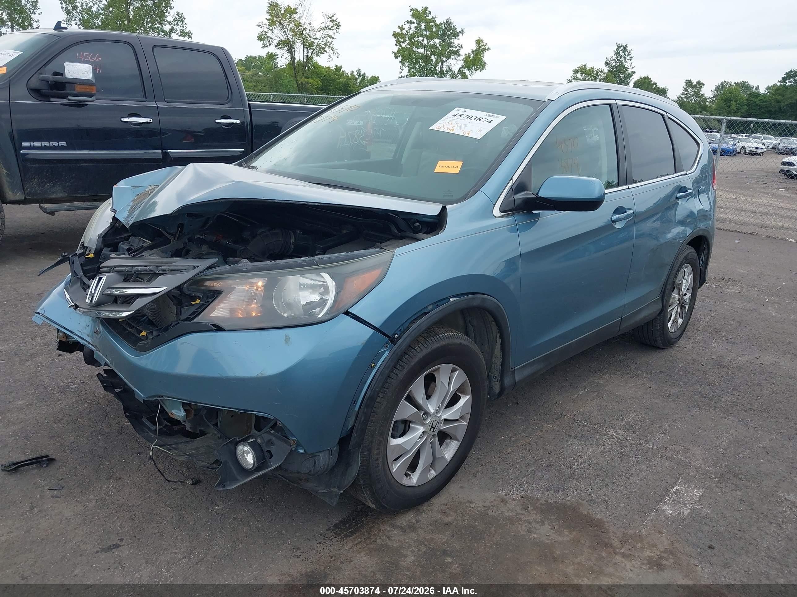 2014 Honda Cr-v Ex-l Blue vin: 2HKRM4H7XEH656527