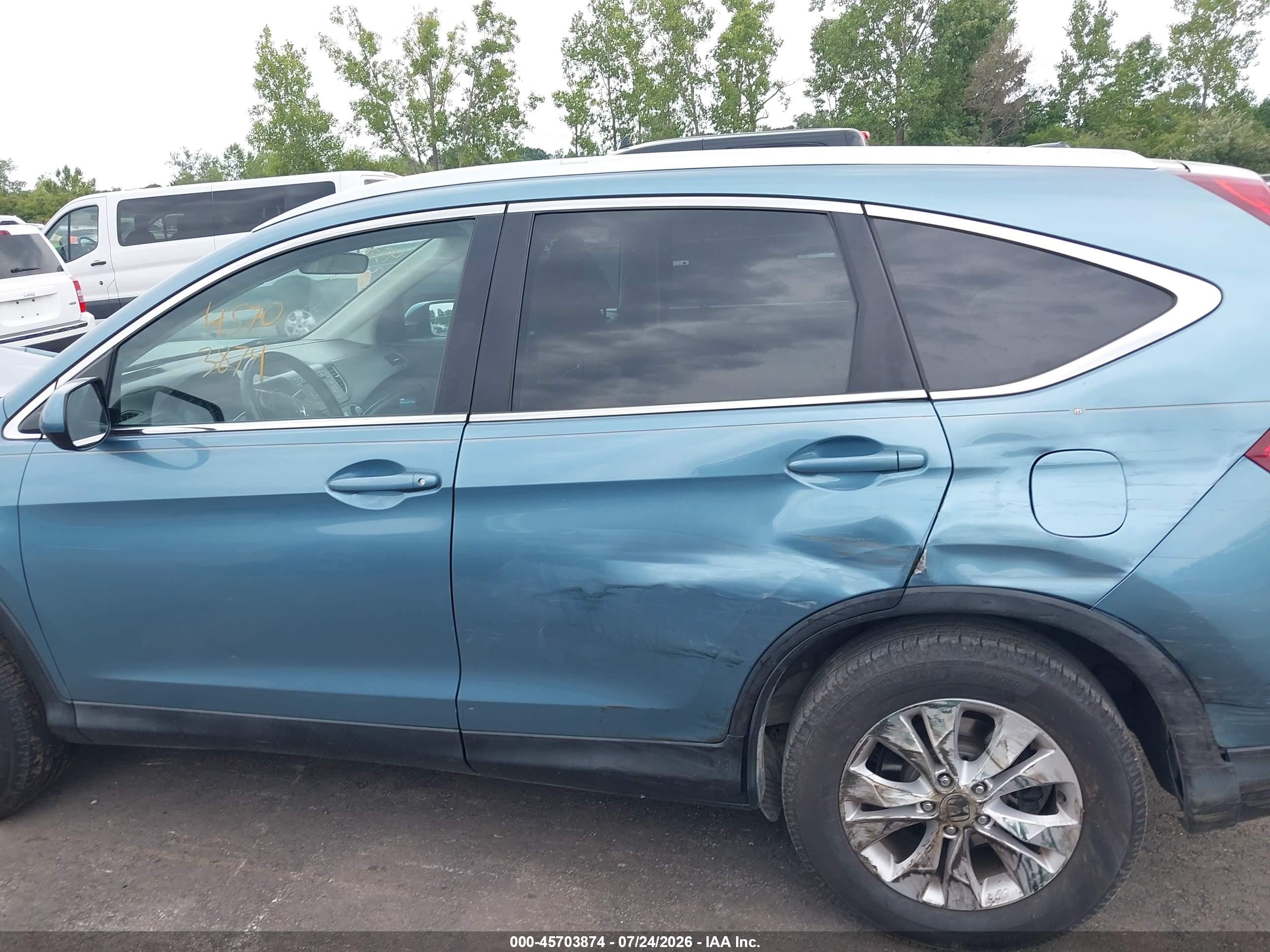 2014 Honda Cr-v Ex-l Blue vin: 2HKRM4H7XEH656527