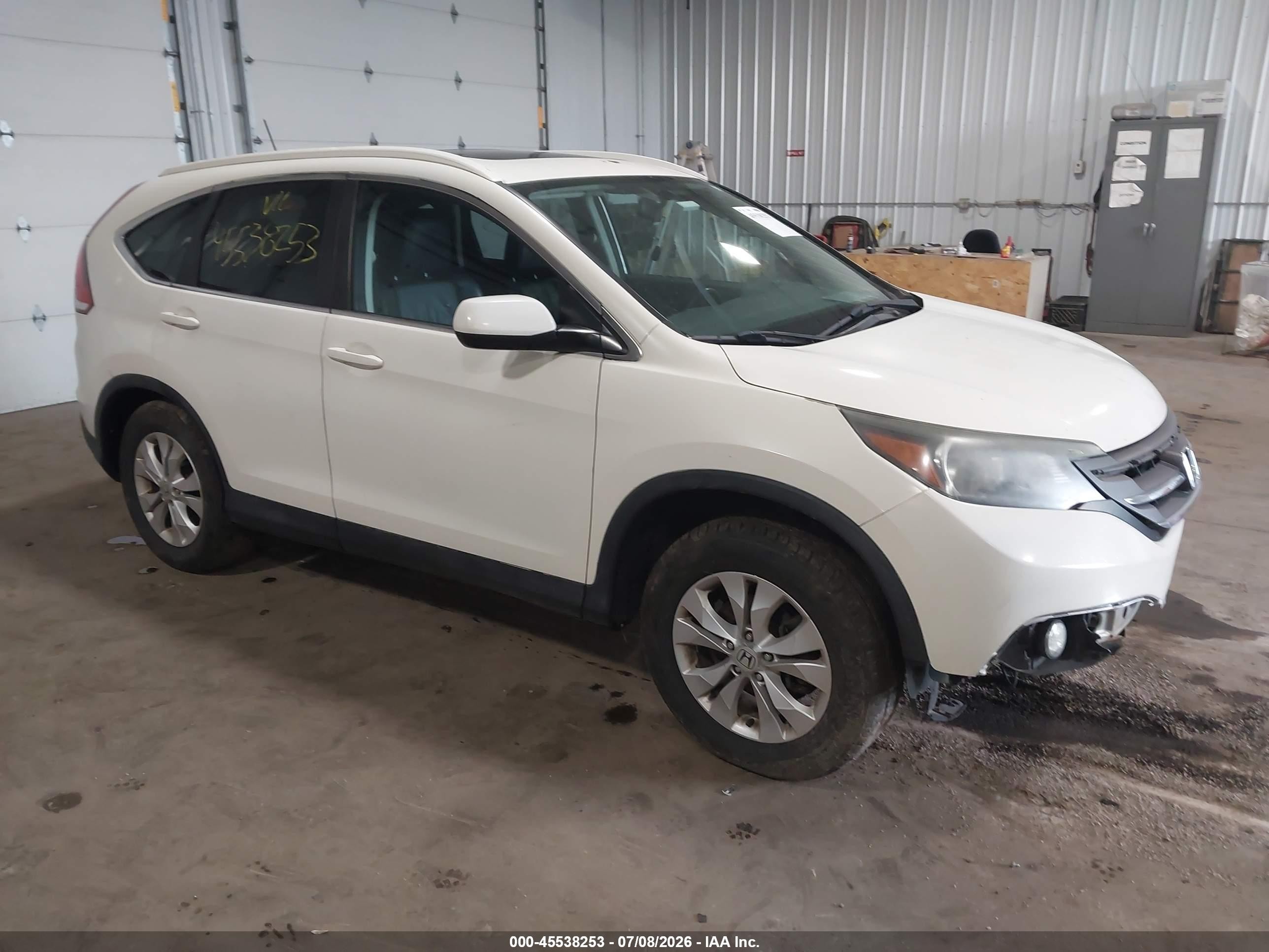2014 Honda Cr-v Ex-l White vin: 2HKRM4H7XEH677622