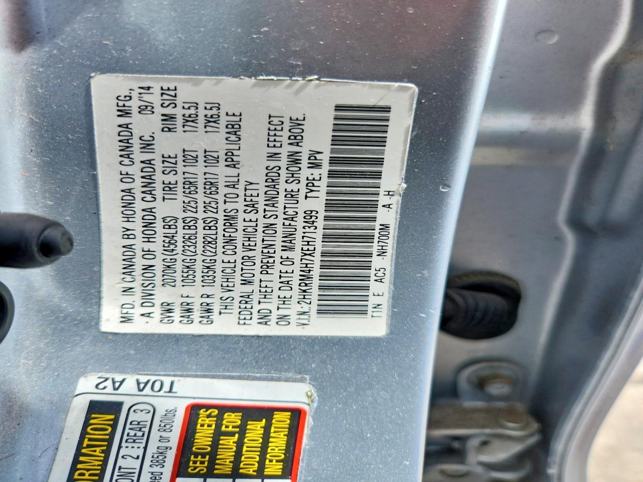 2014 Honda Cr-v Exl Silver vin: 2HKRM4H7XEH713499