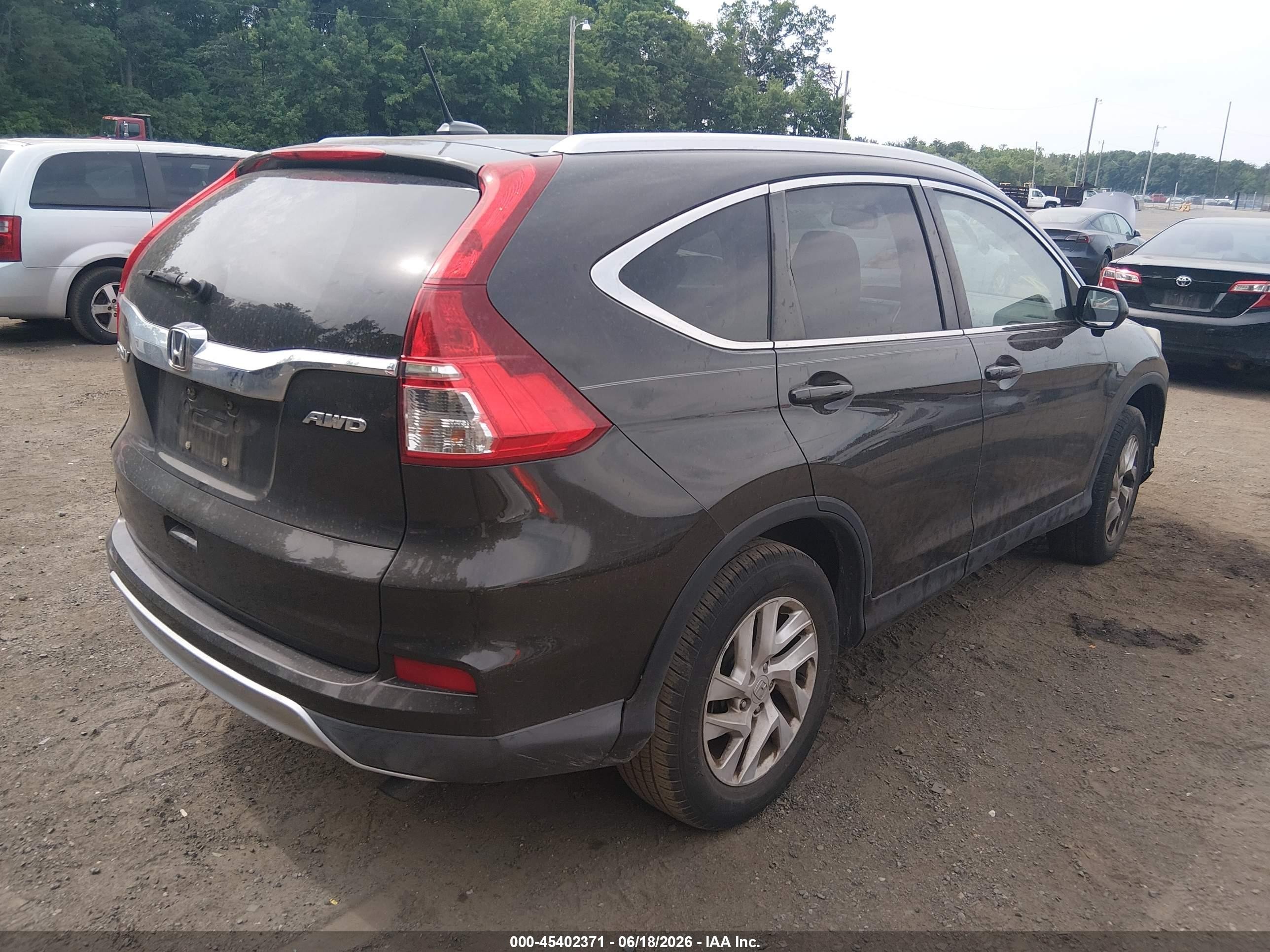 2015 Honda Cr-v Ex-l Black vin: 2HKRM4H7XFH609404