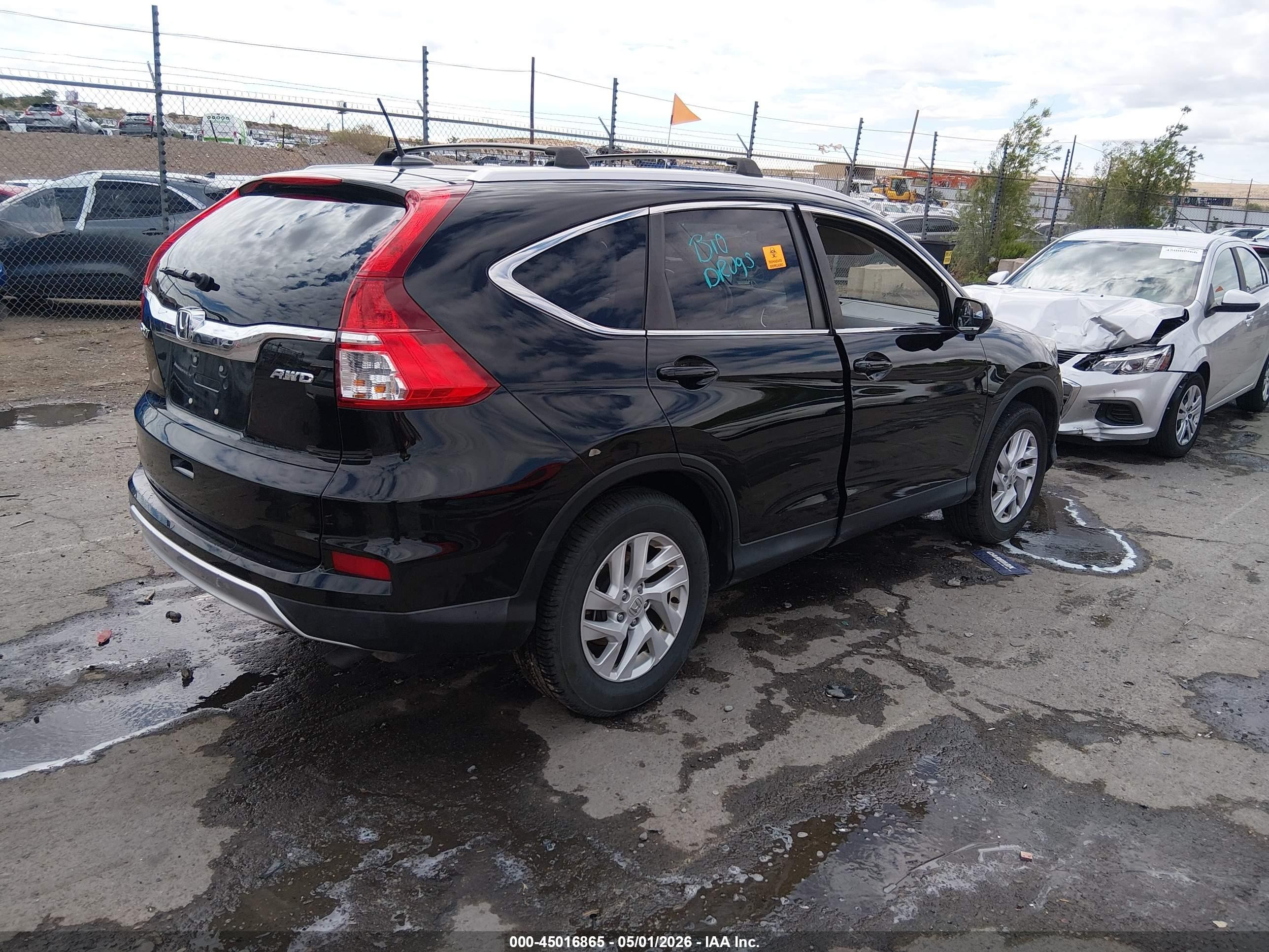 2015 Honda Cr-v Ex-l Black vin: 2HKRM4H7XFH618989