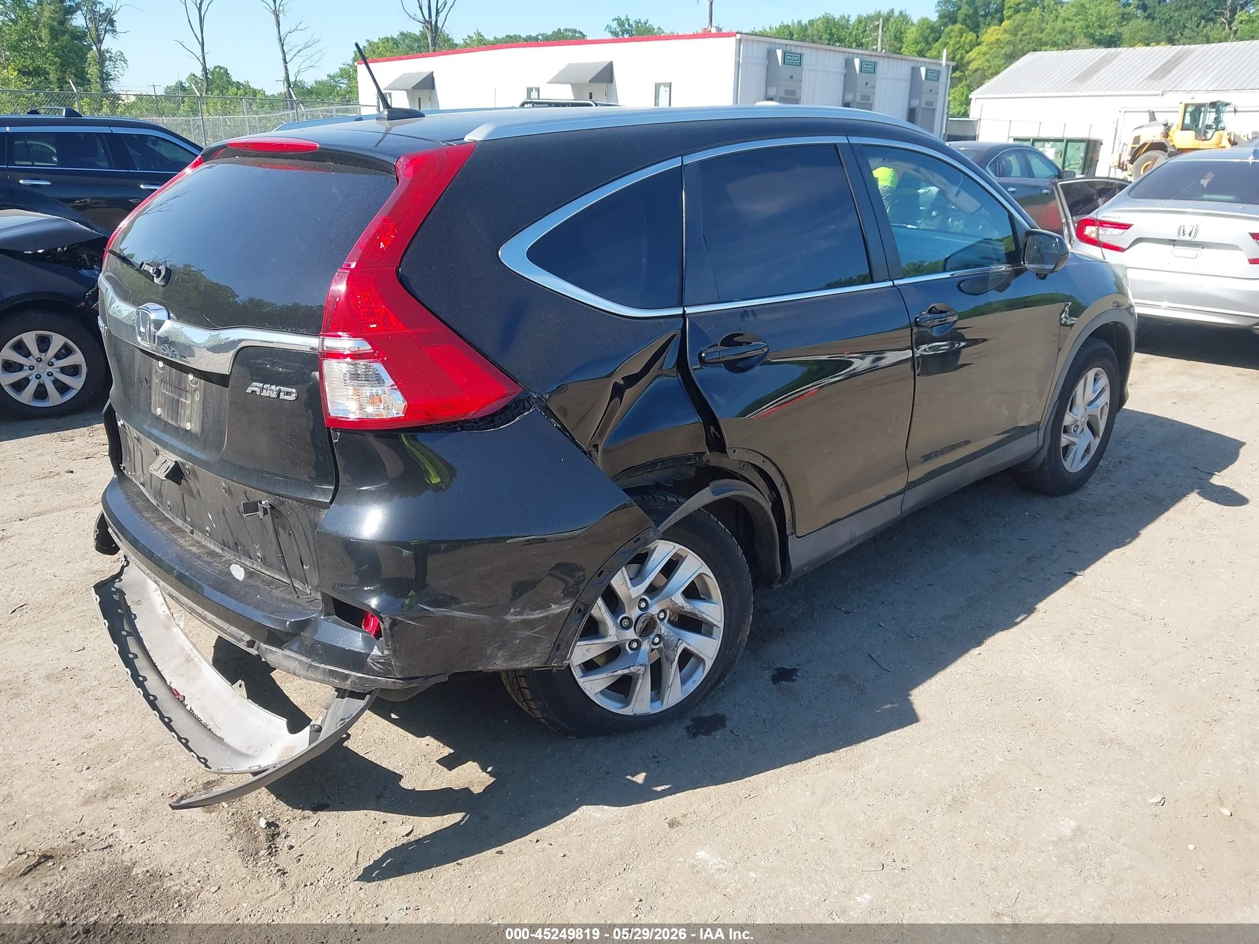 2015 Honda Cr-v Ex-l Black vin: 2HKRM4H7XFH668680